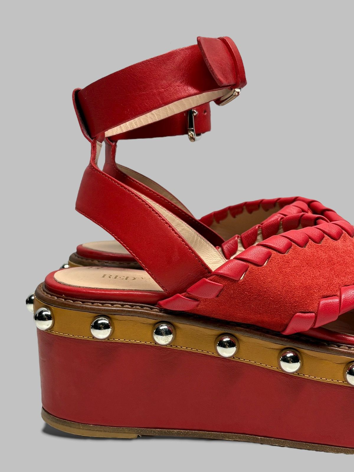 RED Valentino Red Valentino Studded Platform Sandals Hot Red 800$ RRP Size US 8 / IT 38 - 3 Thumbnail