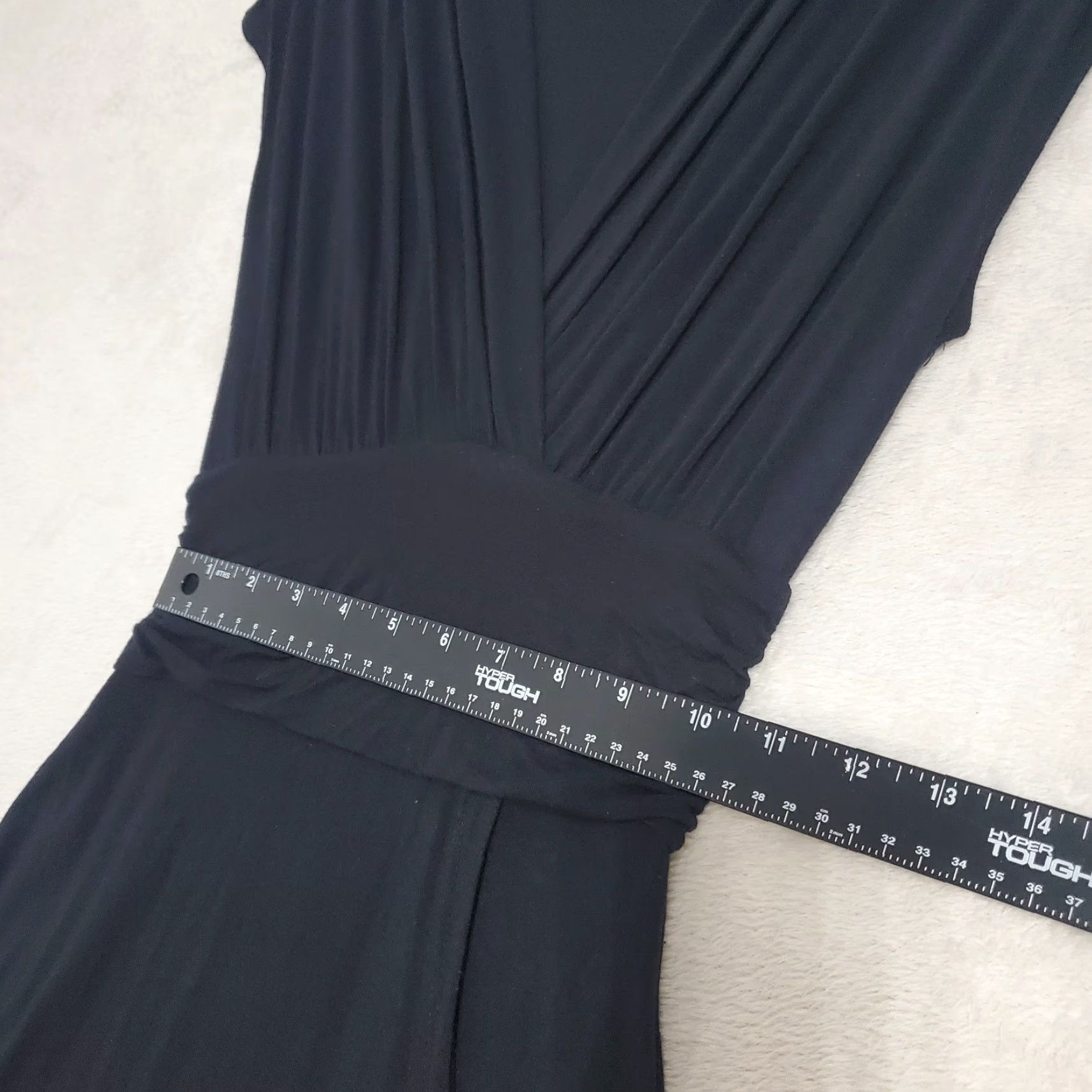 Maeve Maxi Dress Women XS Black Short Sleeve V-Neck Flowy Knit Rayon  Spandex Pattern: Solid