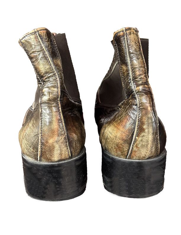 Jo Ghost VINTAGE JO GHOST COFFEE DISTRESS PATENT LEATHER BOOTS Size US 10 / EU 43 - 3 Thumbnail