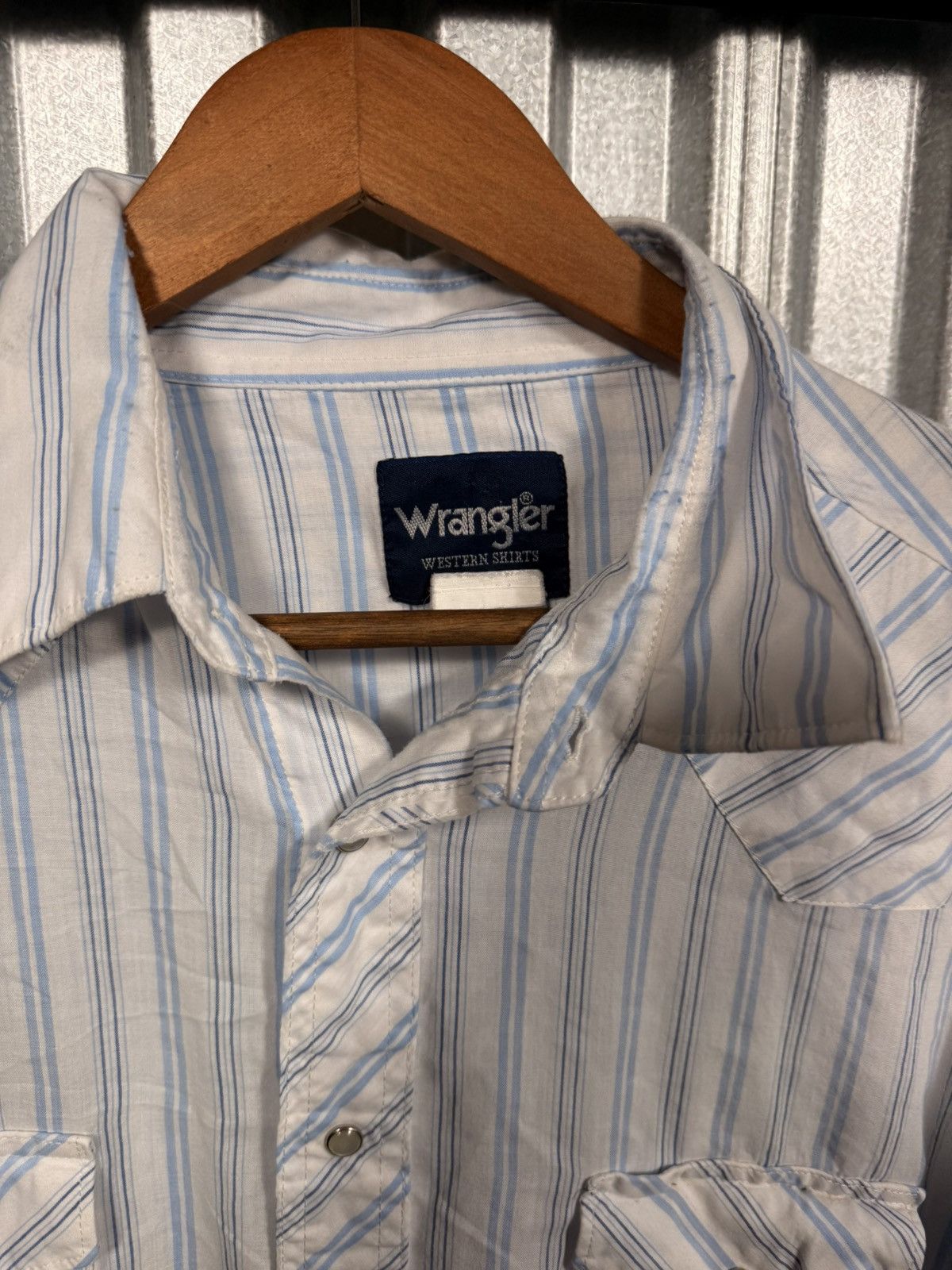 Wrangler Vintage Wrangler Classic Wester Pinstripe Pearl Snap Shirt Size US XL / EU 56 / 4 - 8 Thumbnail