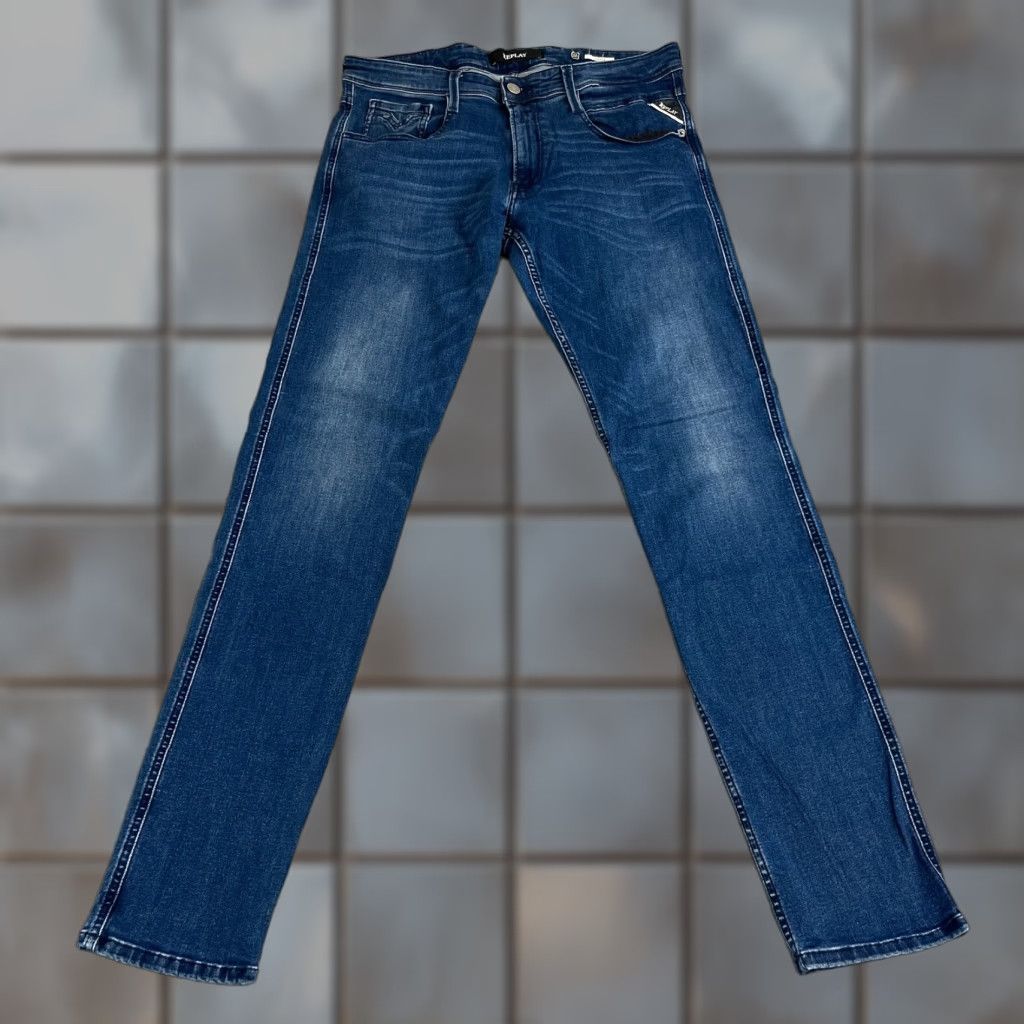 Replay Replay Anbass Mens Jeans Slim Skinny 32 Dark Wash Blue Stretch Denim 5-Pocket Brand: Replay Anbass Slim Fit Jeans Mens 32 in Blue Dark Wash Size US 32 / EU 48 - 1 Thumbnail