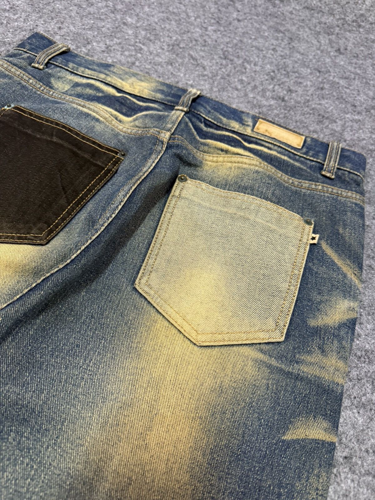 Japanese Brand Joge Martin Japan Mud Wash Rusty Patchwork Tapered Jeans Size US 31 - 16 Thumbnail