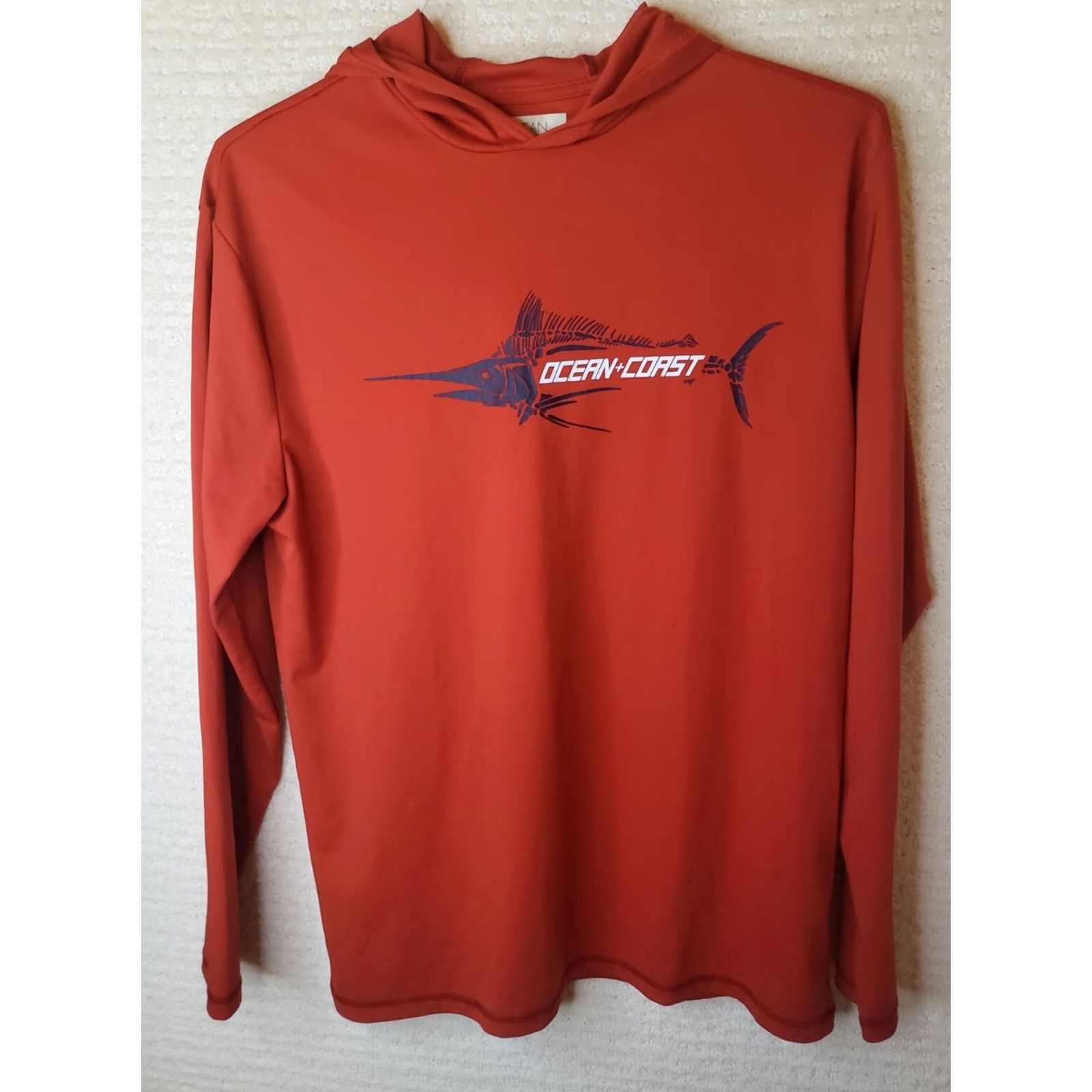 Vintage Ocean & Coast Shirt Men S Red UPF Sun Protection Hooded T-Shirt New! Size US S / EU 44-46 / 1 - 2 Thumbnail