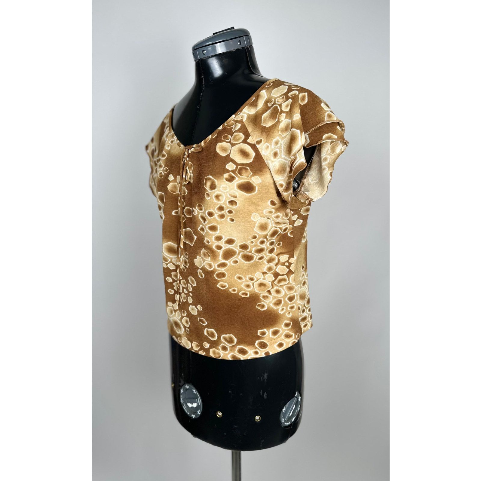 Other Vintage Cream/Brown Patterned Top Size S / US 4 / IT 40 - 3 Thumbnail