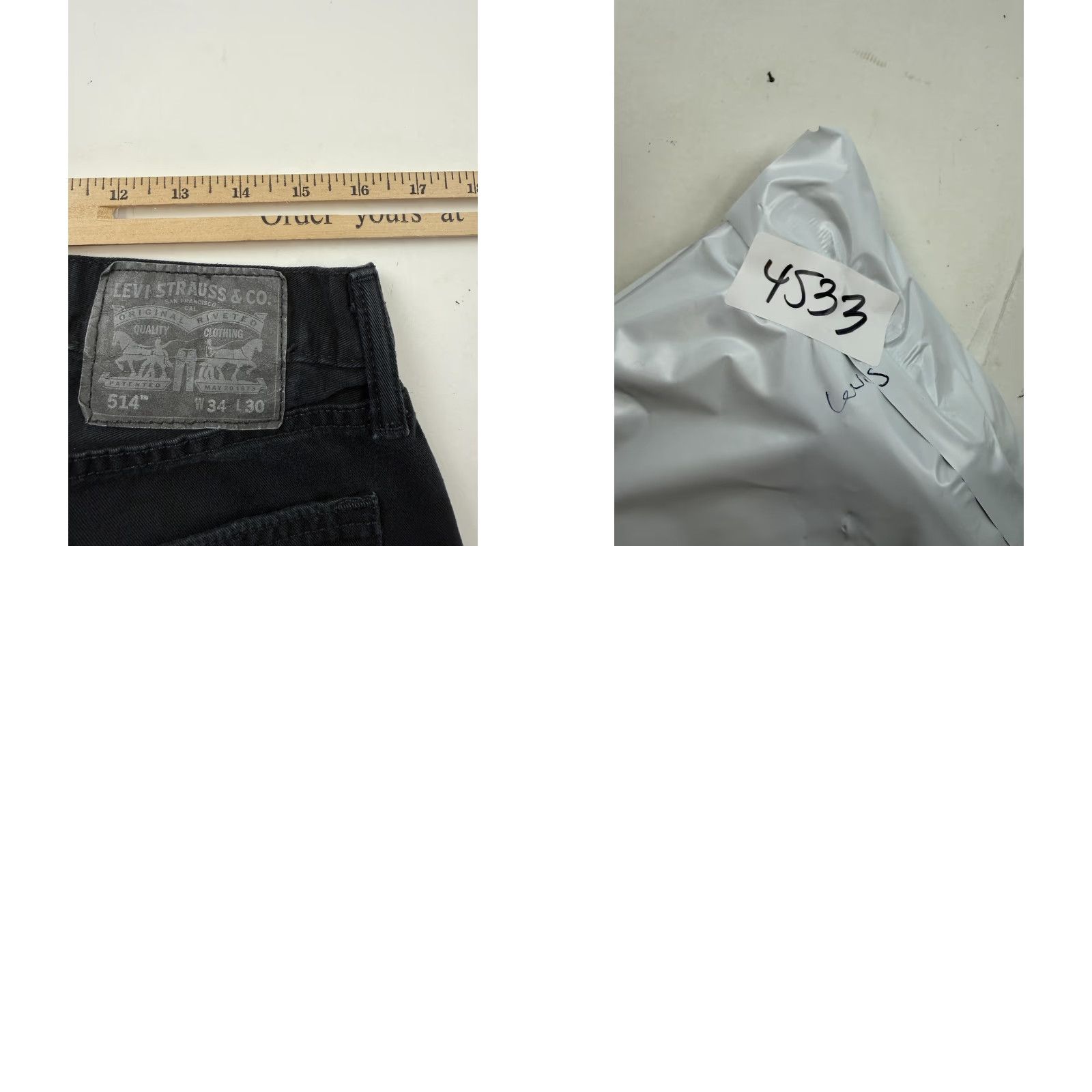 Levi's Levi's 514 Jeans Mens 32x28 Black Denim Straight Leg Adjustable Waist Strap Size US 32 / EU 48 - 8 Thumbnail