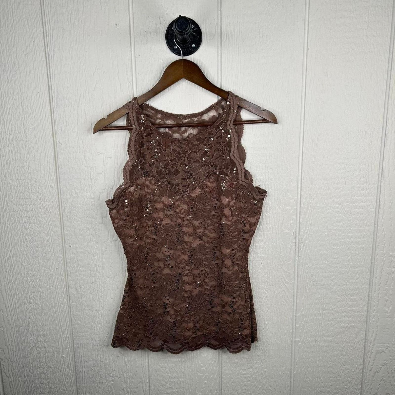 Boston Proper Vintage 90’s Brown Sparkly Lace Halter Going Out Top Small Size S / US 4 / IT 40 - 1 Thumbnail