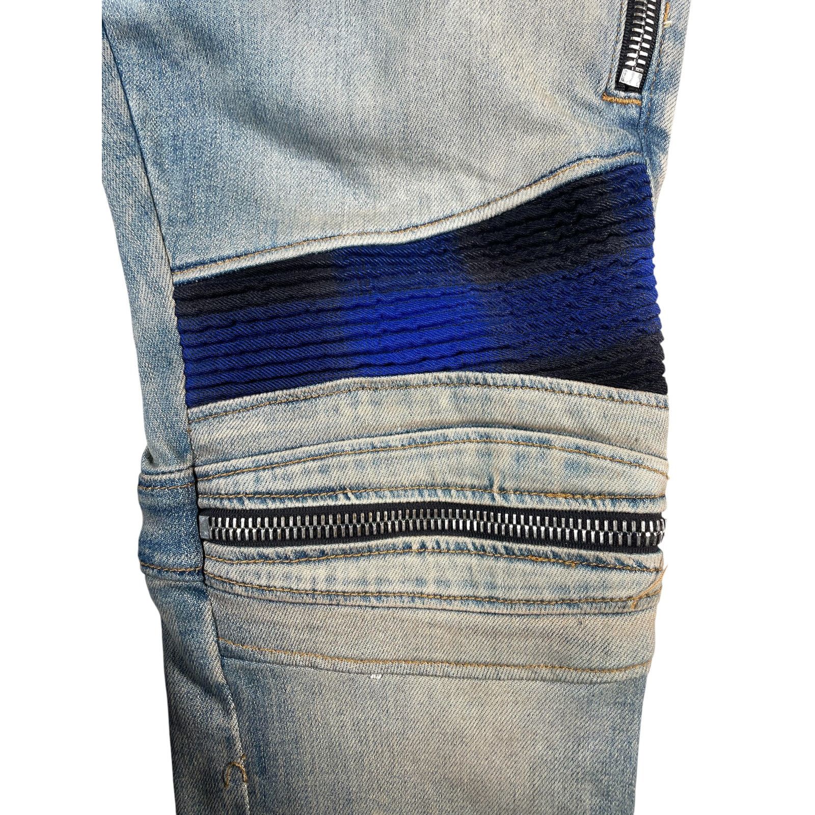 Amiri Amiri MX2 Plaid Patch Light Wash Jeans Size US 33 - 2 Thumbnail