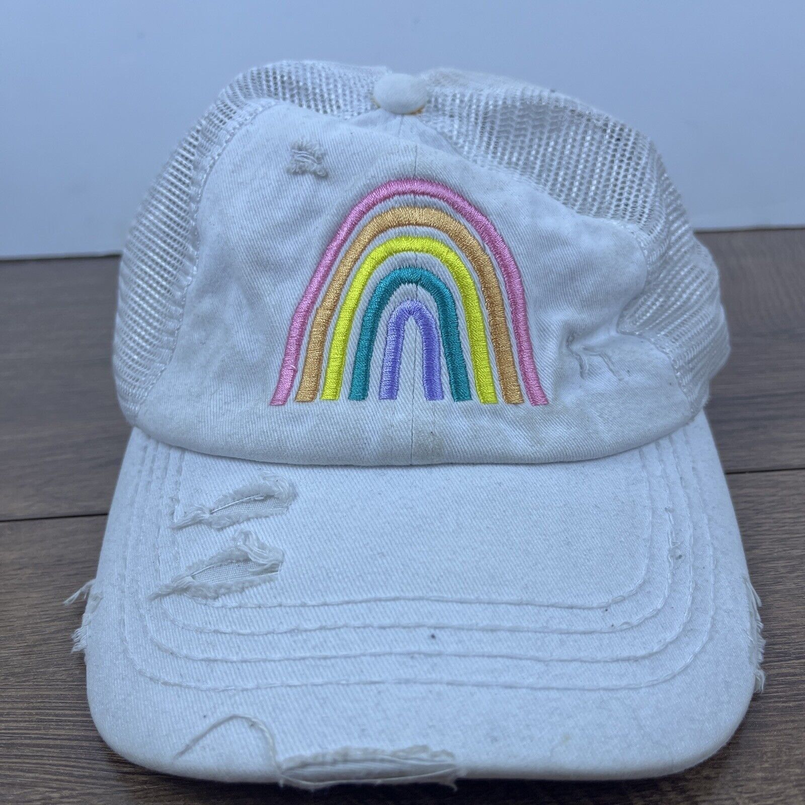 Other Rainbow Hat Rainbow White Hat Adjustable Adult Size Hat Whit Size ONE SIZE - 1 Thumbnail