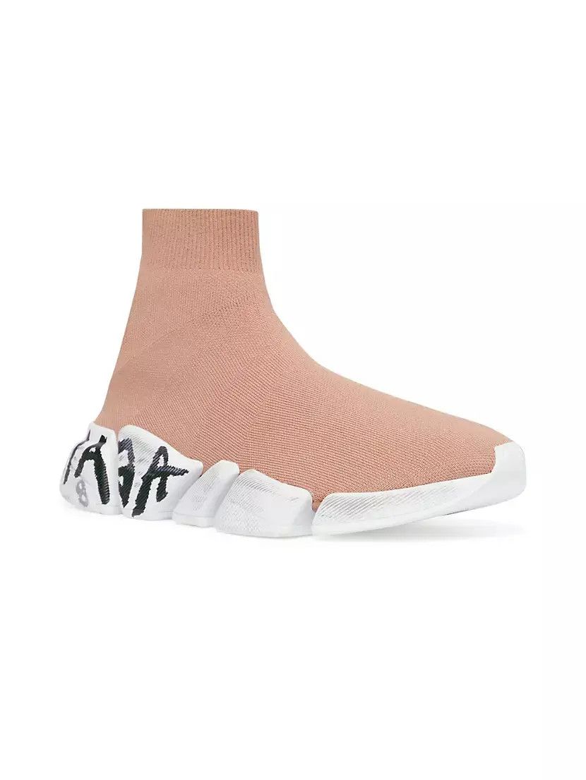Balenciaga o1bcso1str1224 Speed 2.0 Graffiti Recycled Knit Sneakers Size US 9 / IT 39 - 2 Thumbnail