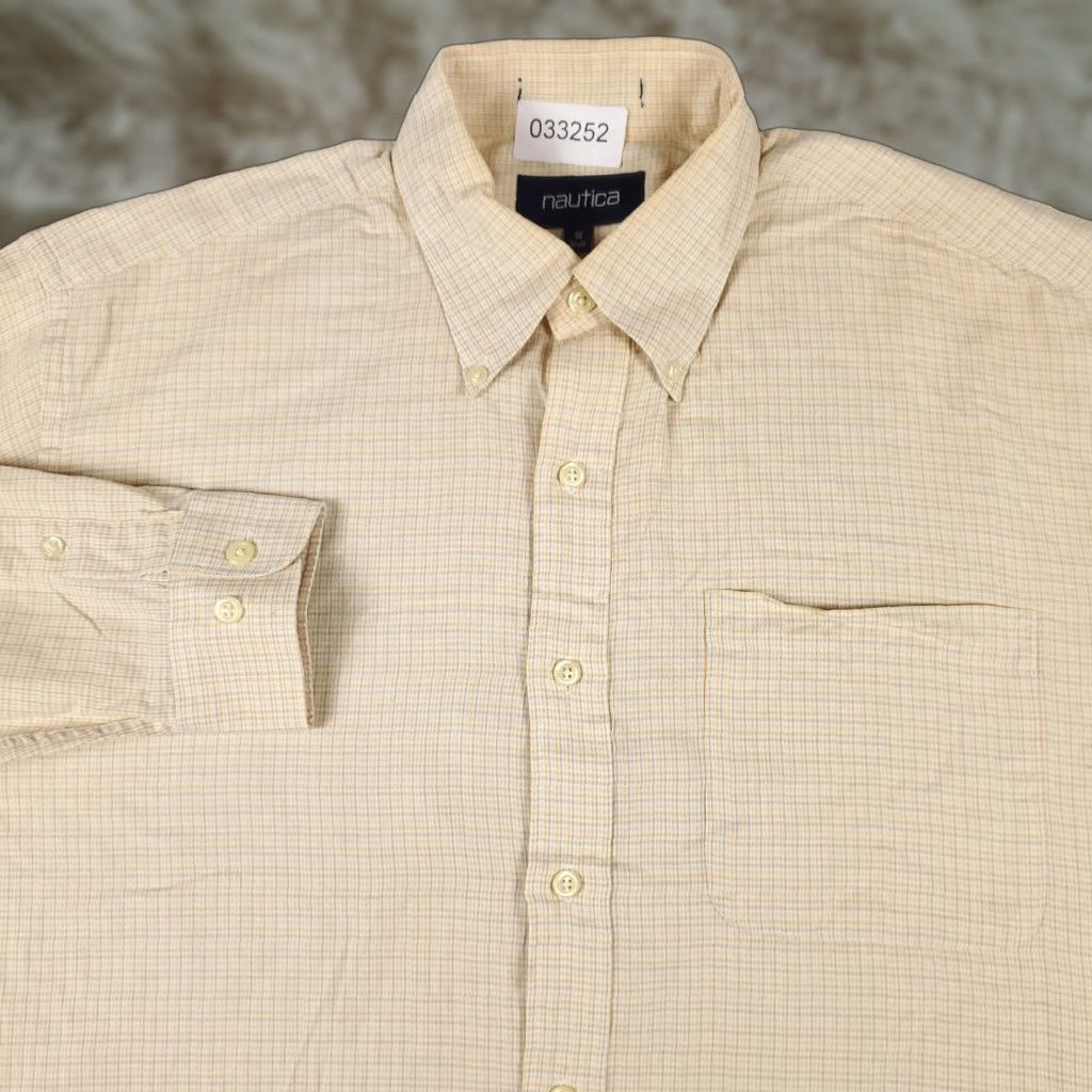 Nautica Nautica Dress Shirt Mens Size 16 Yellow Plaid Long Sleeve B0294 Size 42R - 1 Thumbnail