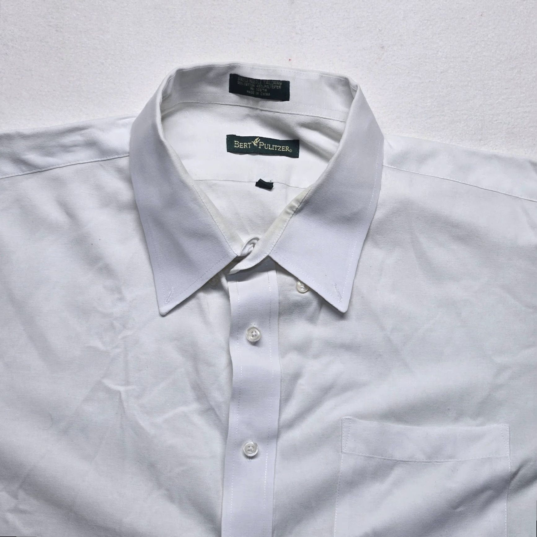 Vintage Bert Pulitzer Shirt Solid White Short Sleeve Button Up Adult Men's Size 20 Big & Tall White Cotton Shirt Button-Down 20 Bert Pulitzer Mens Shirt Size US XXL / EU 58 / 5 - 2 Thumbnail