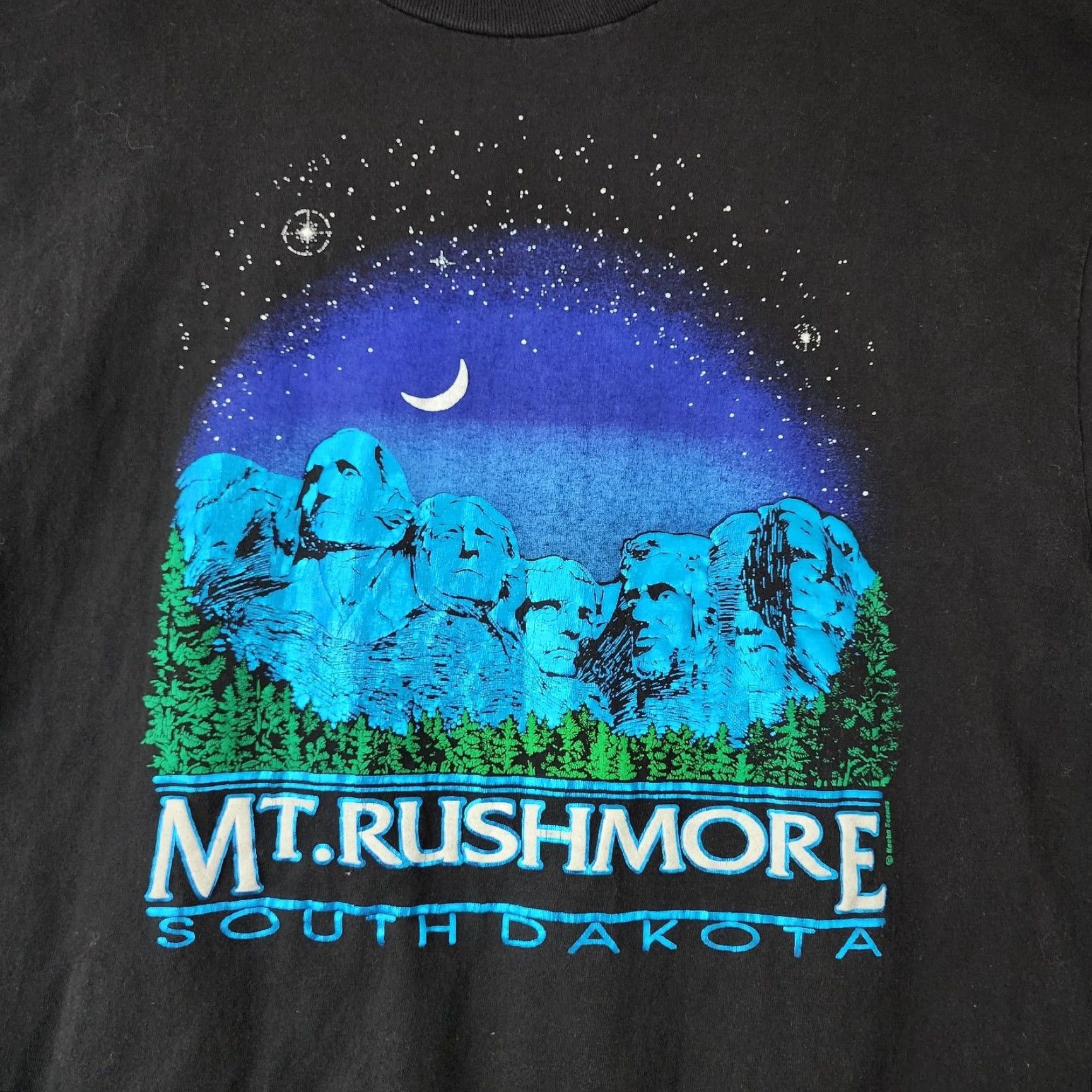 FRED VINTAGE FRED HARVEY Mt. Rushmore T-Shirt Mens XL Black Short Sleeve Graphic Tee Size US 36 / EU 52 - 2 Thumbnail
