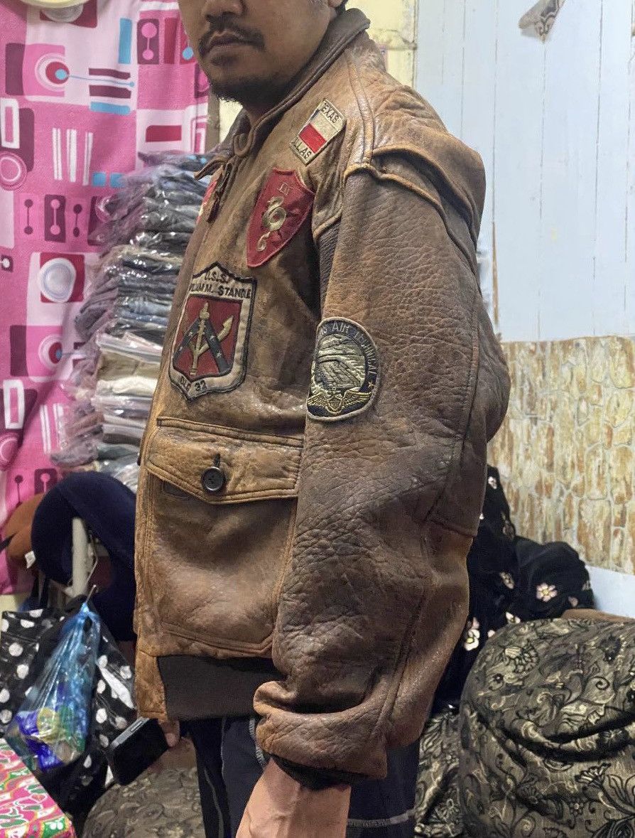 Japanese Brand REBEL Heavy Leather Flight Bomber Jacket Patches Map Top Gun Size US M / EU 48-50 / 2 - 23 Thumbnail