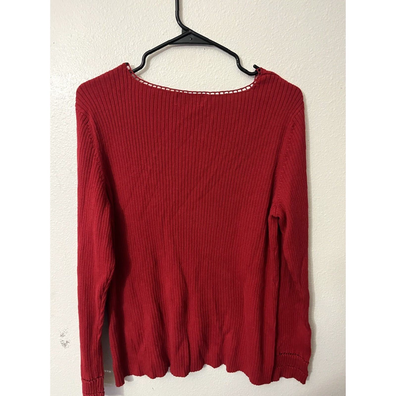 Vintage Venezia Women Sweater SIZE L V-Neck Pullover Knit Red Size L / US 10 / IT 46 - 3 Thumbnail