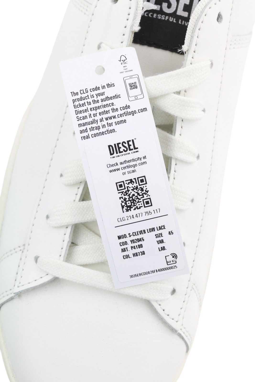 Diesel S-CLEVER LOW LACE EU45 White Red Leather 41560 Size US 12 / EU 45 - 10 Thumbnail
