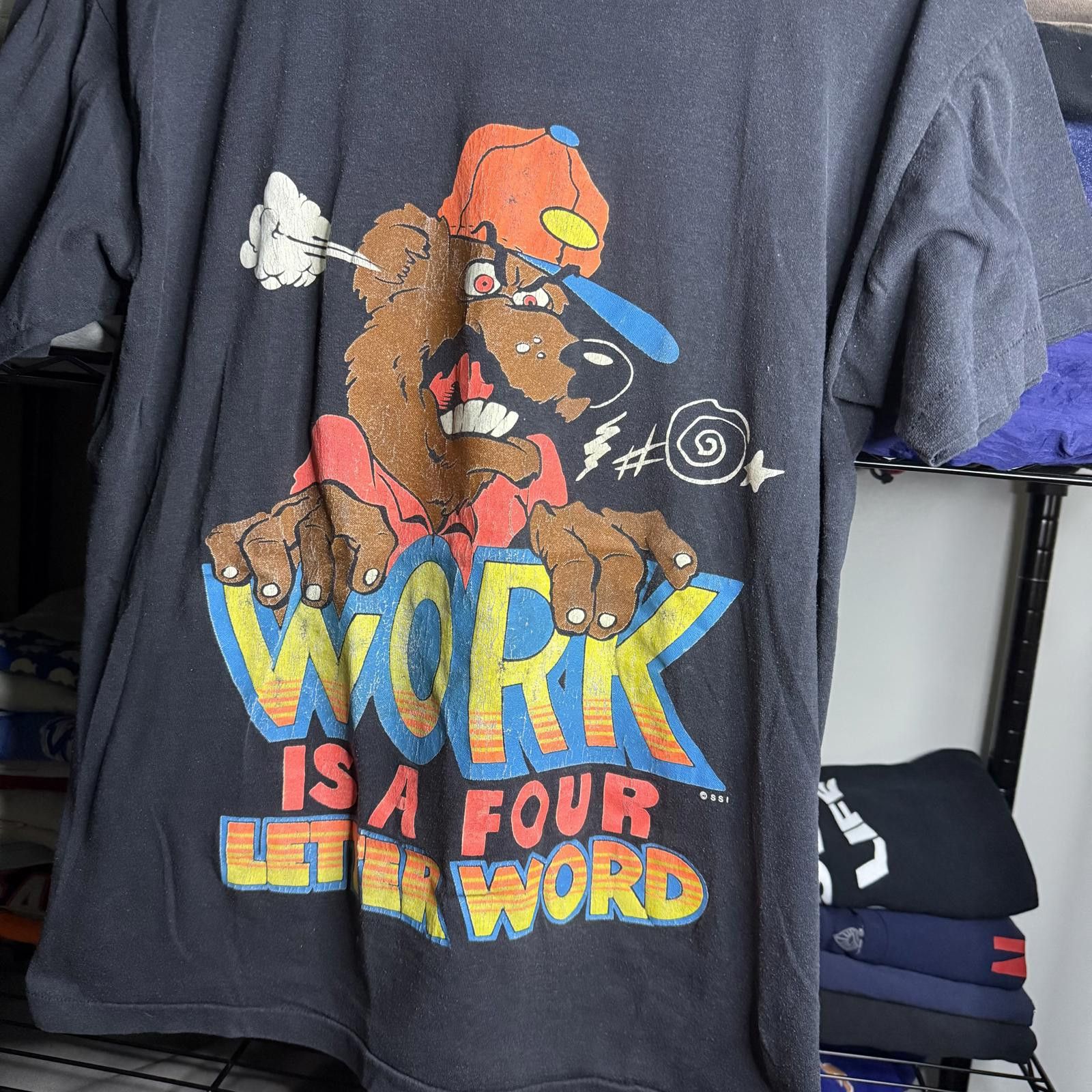 Designer Vintage SSI Work Is A Four Letter Word T-shirt Size US L / EU 52-54 / 3 - 2 Thumbnail