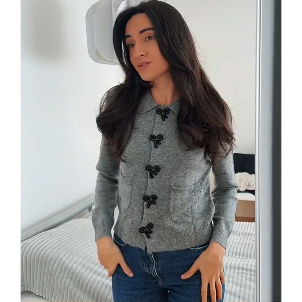 Zara RARE!!! ZARA Gray Embellished Knit Top NWT Size L / US 10 / IT 46 - 7 Thumbnail