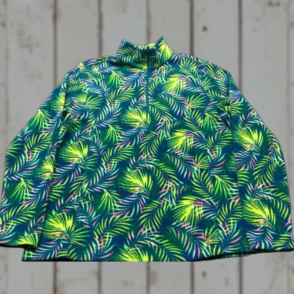 Lands' End VINTAGE Lands' End Anyweather Fleece Pullover Womens Medium 10-12 1/4 Zip Tropical 8157 Size M / US 6-8 / IT 42-44 - 1 Thumbnail