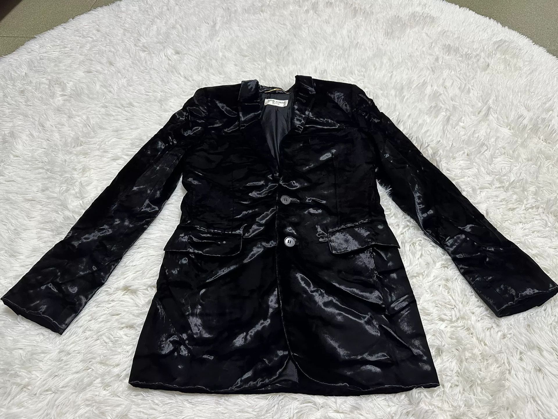 Saint Laurent Paris Saint Laurent Women's Black Velvet Blazer Size XXS / US 00 / IT 34 - 1 Thumbnail