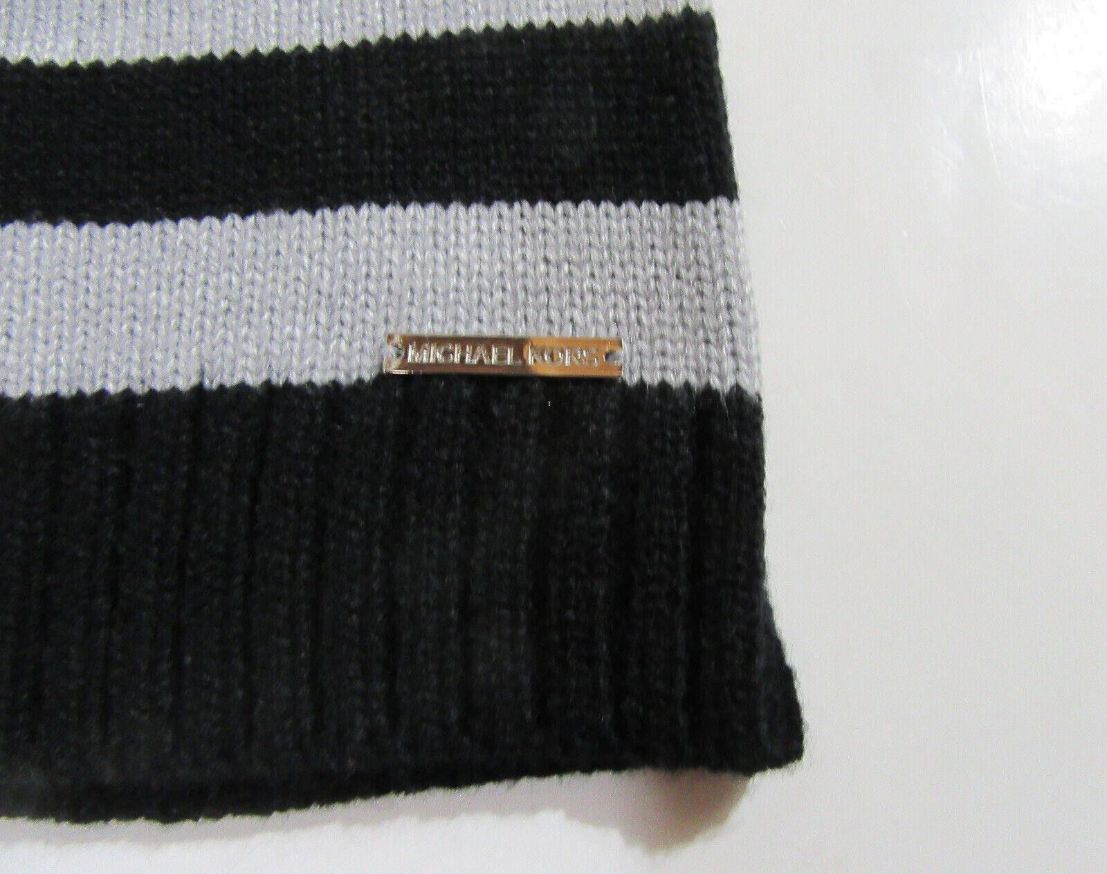 Michael Kors Michael Kors Slouchy Beanie Hat Black Grey Striped NWOT Size ONE SIZE - 3 Thumbnail