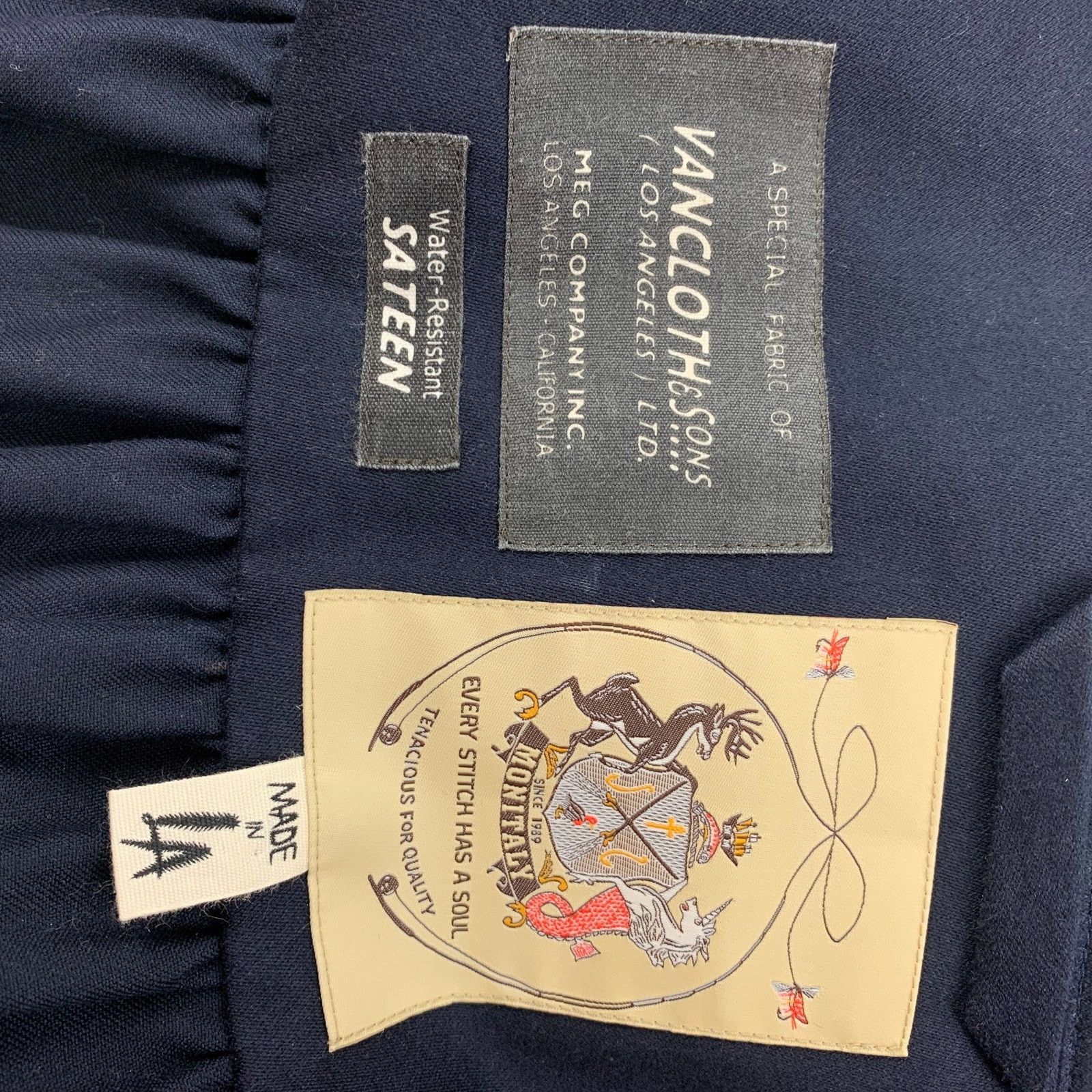 Monitaly MONITALY Size M Navy Sateen Double Breasted Coat Size US M / EU 48-50 / 2 - 6 Thumbnail