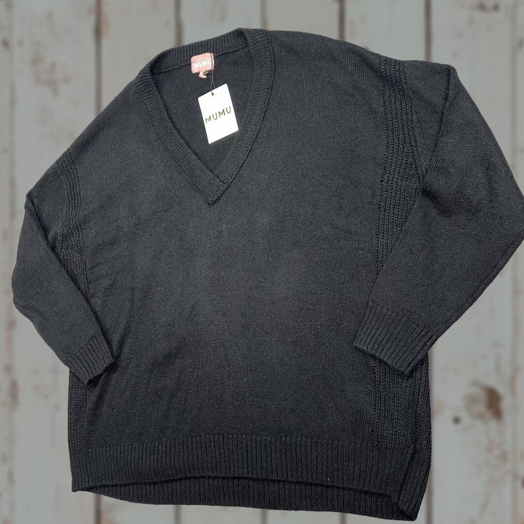 Show Me Your MuMu Show Me Your Mumu Sweater Women’s Small Black Ozzy Oversized V-Neck Pullover NWT Size S / US 4 / IT 40 - 1 Thumbnail