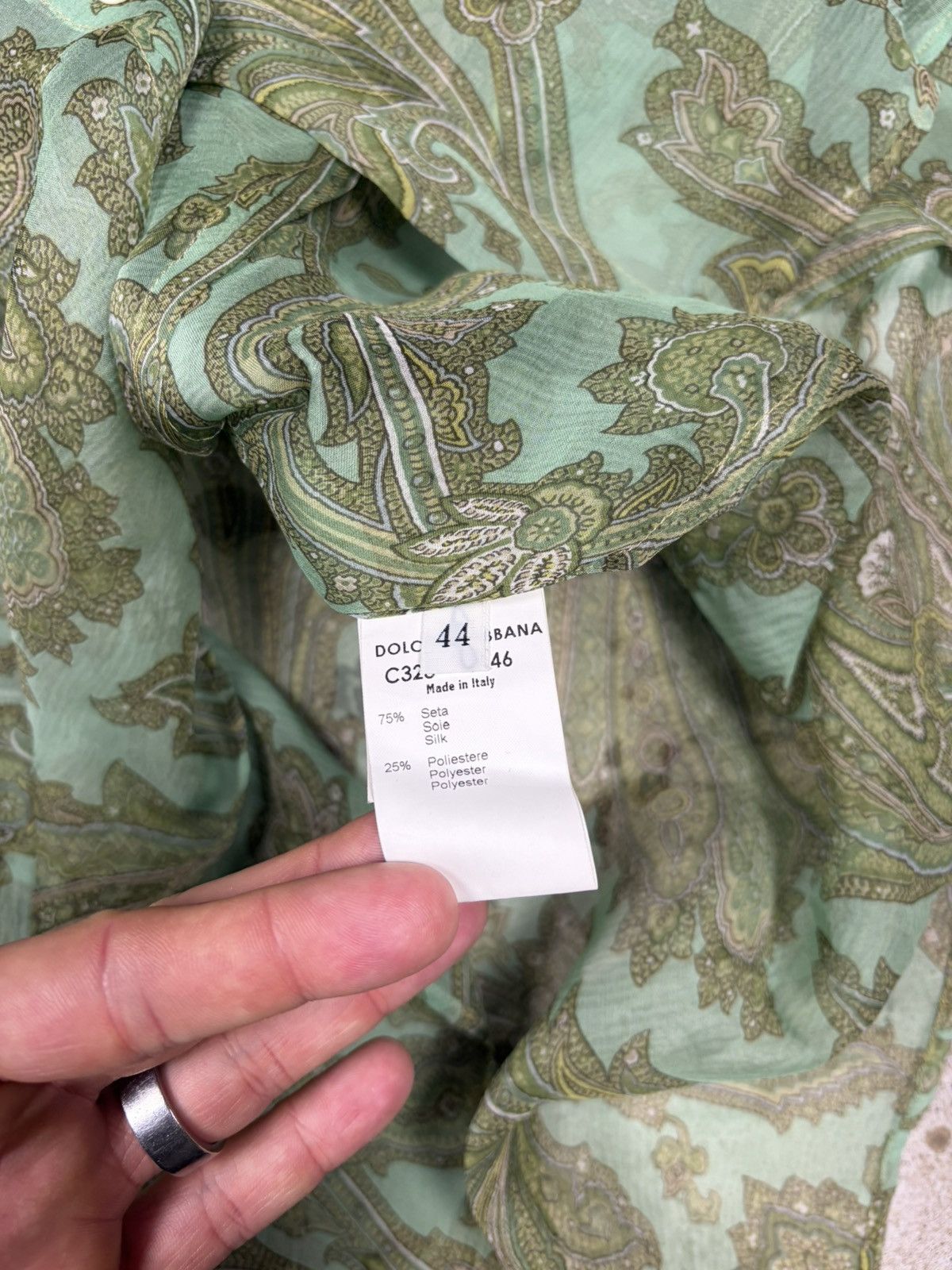 Dolce & Gabbana SS2000 Dolce & Gabbana Paisley Print Silk Set Pants + Shirt Size 30" / US 8 / IT 44 - 10 Thumbnail