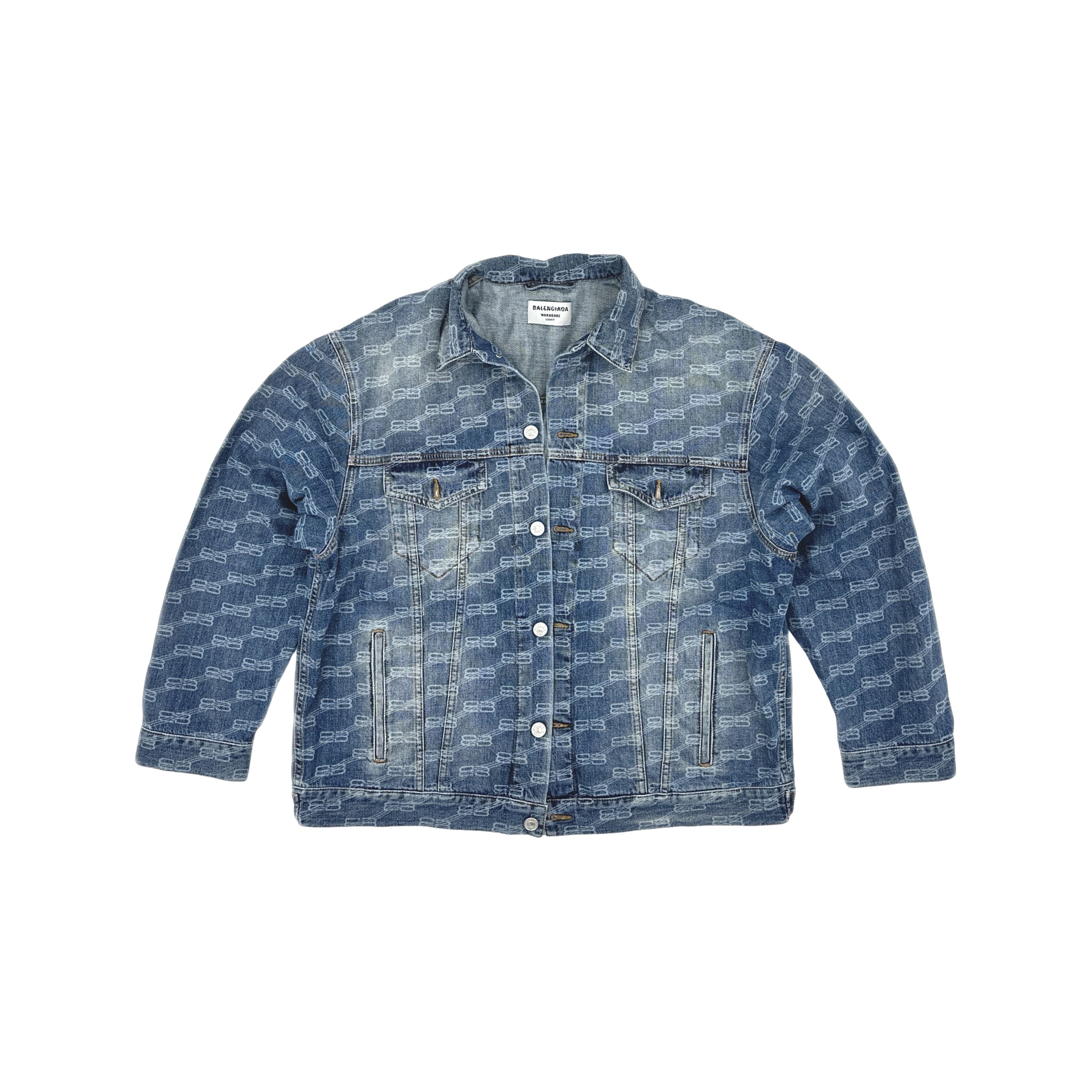 Balenciaga Balenciaga All-Over Logo Denim Jacket XS Size US XS / EU 42 / 0 - 1 Thumbnail