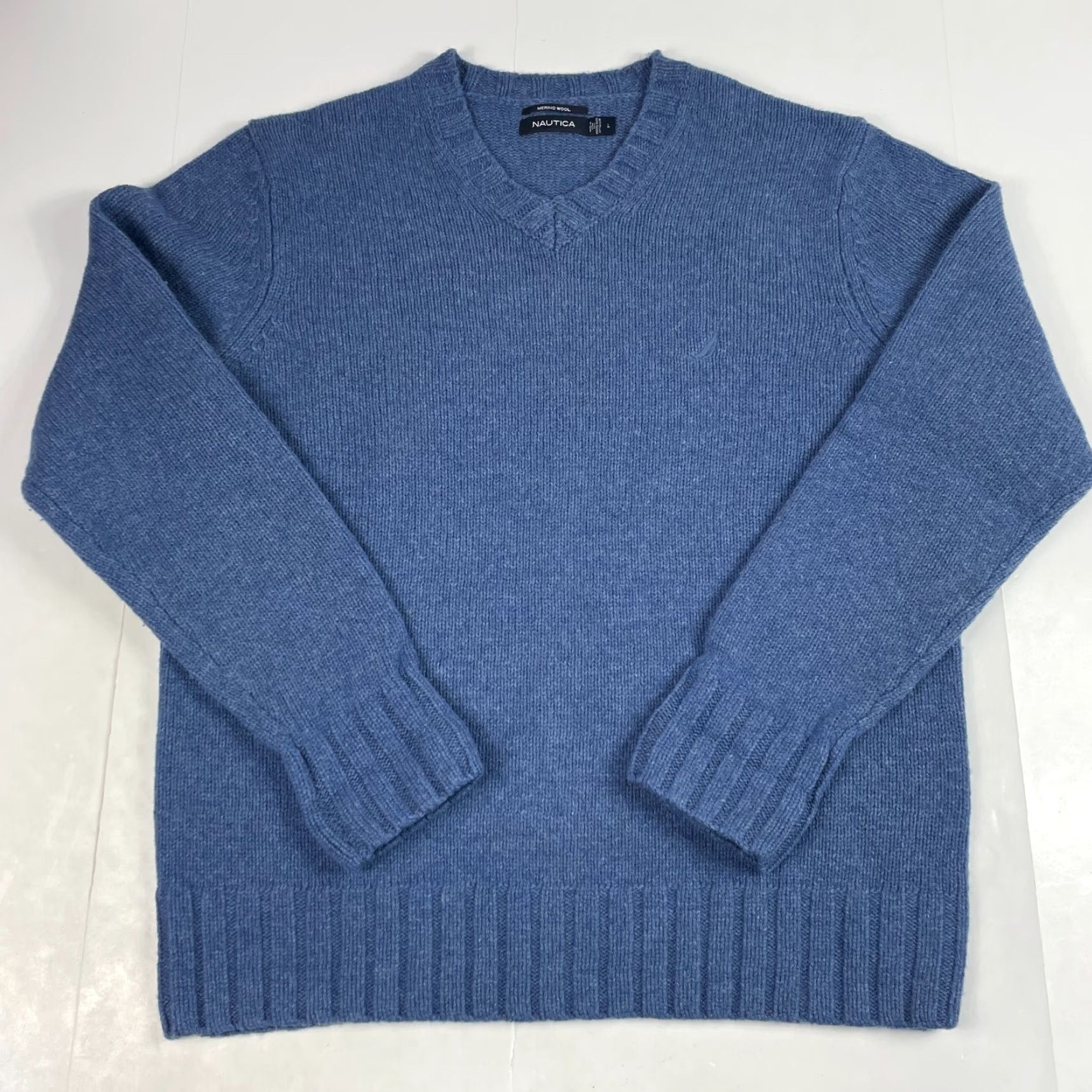 Nautica Nautica Sweater Mens Large Blue Merino Wool V Neck Pullover Ribbed Heavyweight Golf/Walking/Business Casual Formal Workwear Preppy Night? Size US L / EU 52-54 / 3 - 2 Thumbnail