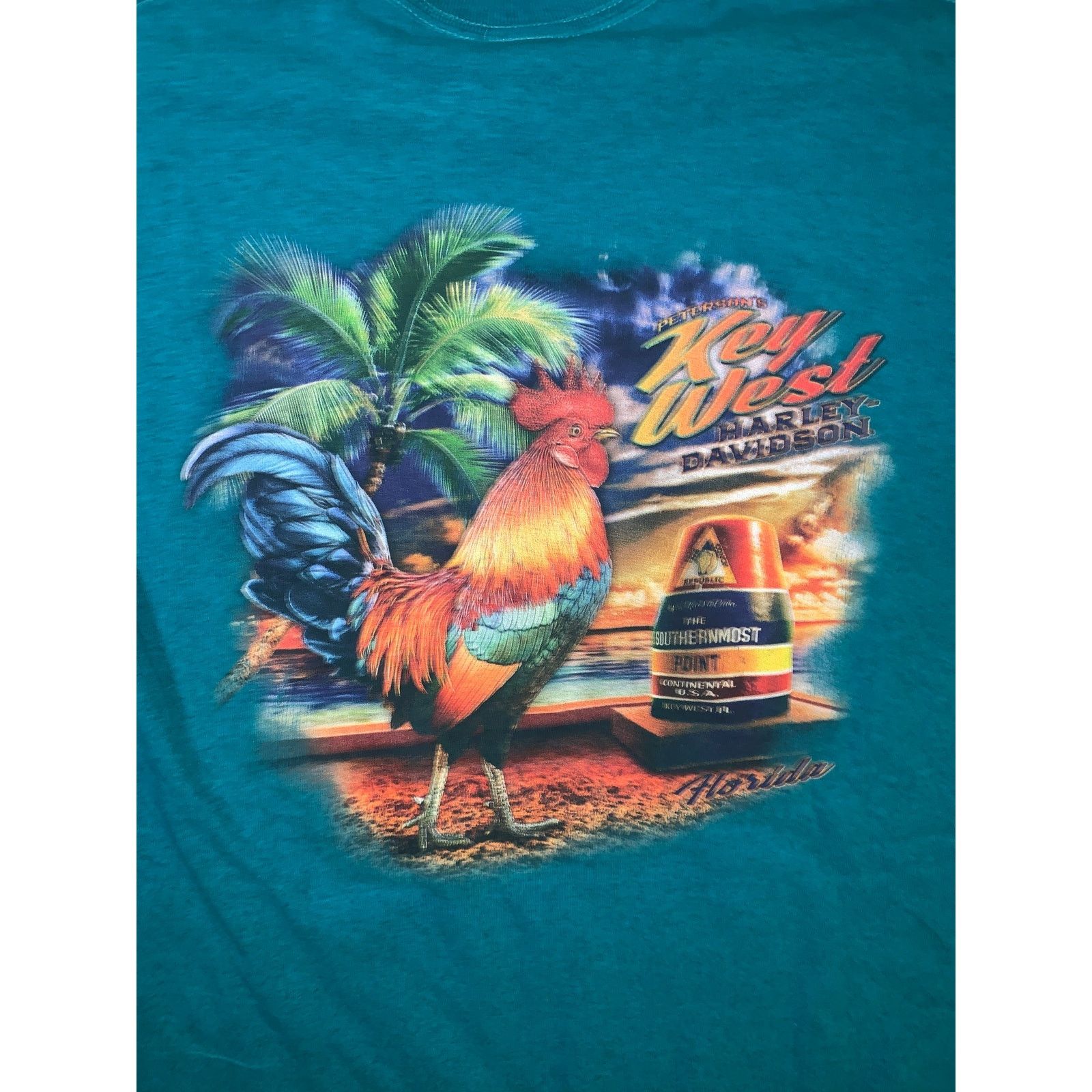 Harley Davidson Harley Davidson Key West T Shirt Teal Double Sided Medium Size US M / EU 48-50 / 2 - 1 Thumbnail