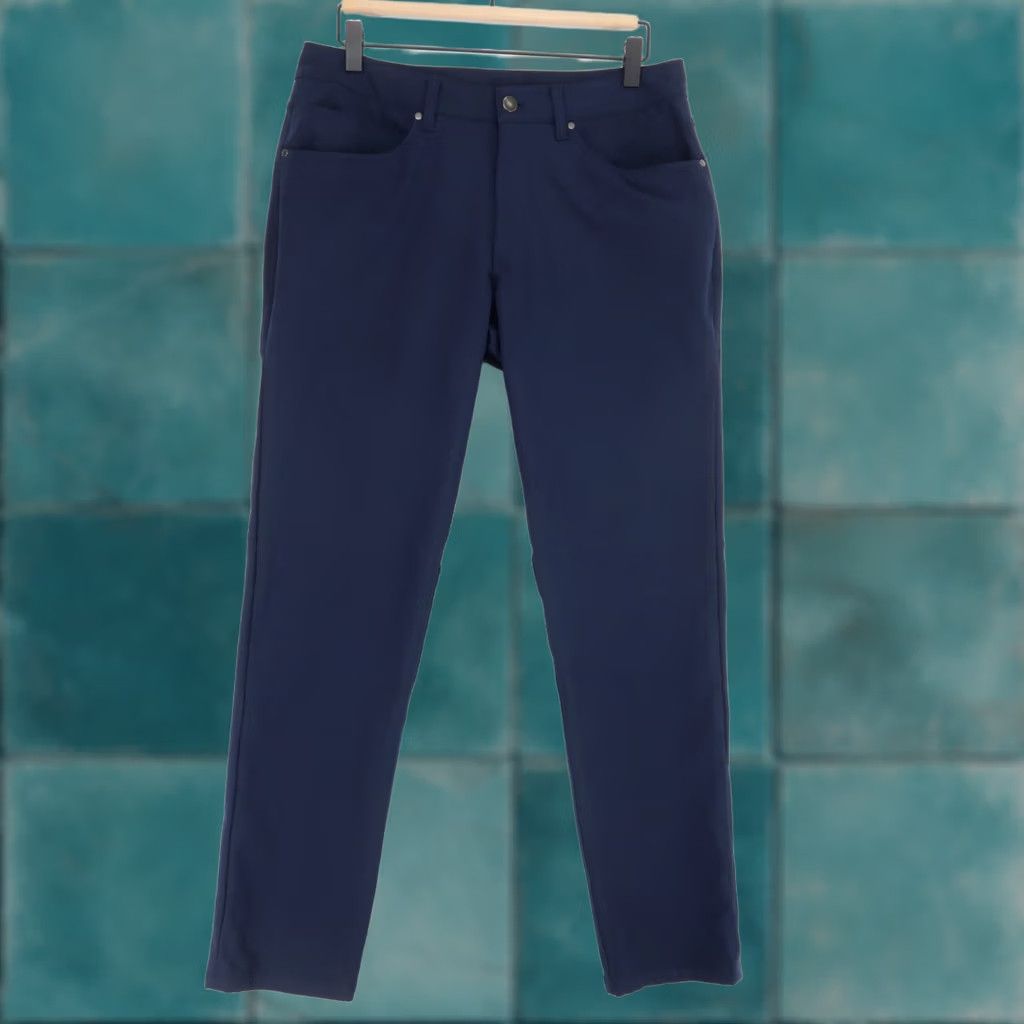 Lululemon Lululemon ABC Classic Fit Pants Mens 31 Blue Warpstreme 5 Pocket Flaws Wool?? Size US 31 - 1 Thumbnail
