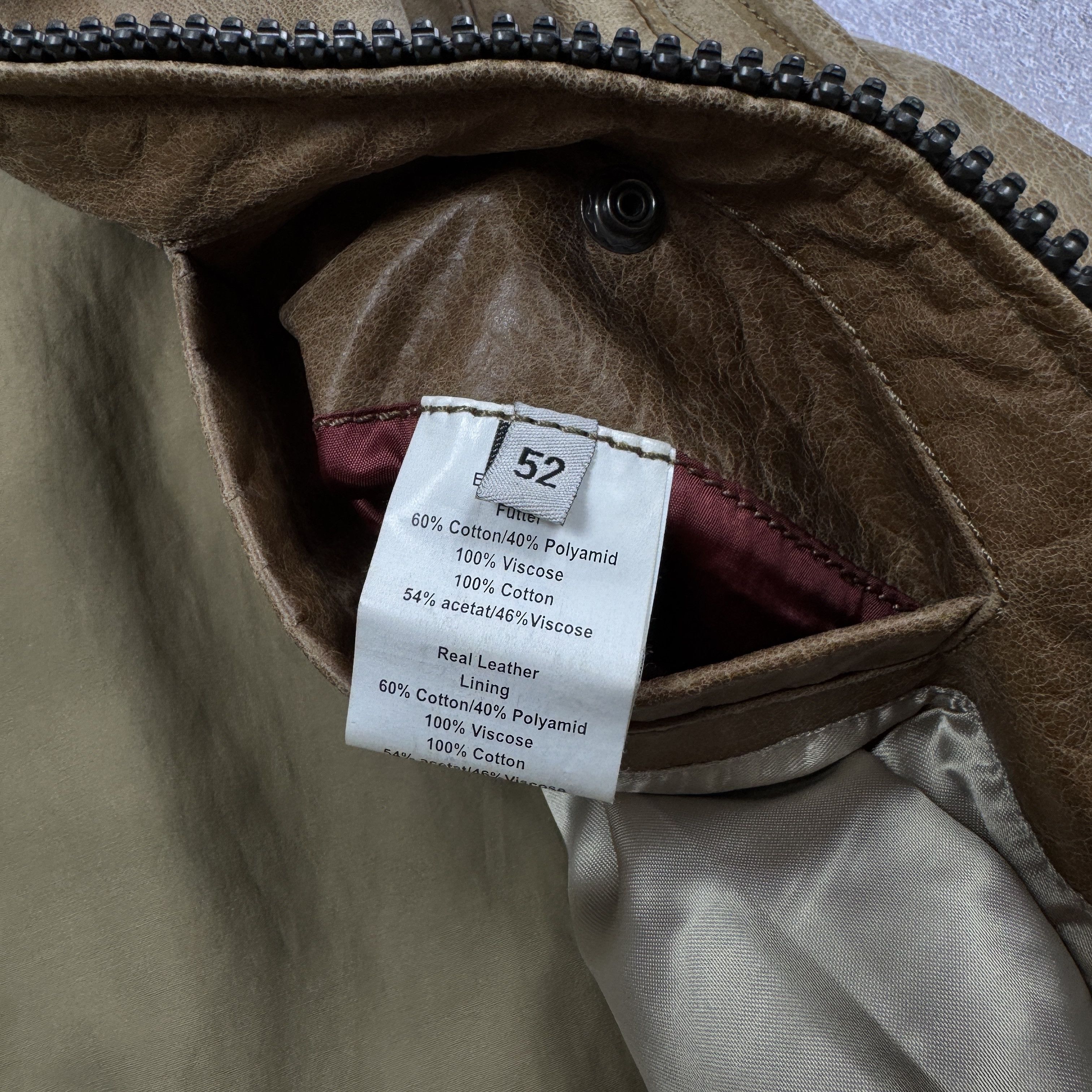 Genuine Leather × Strellson Men`s STRELLSON CARAMEL BROWN LEATHER BIKER JACKET SIZE L/52 Size US L / EU 52-54 / 3 - 9 Thumbnail