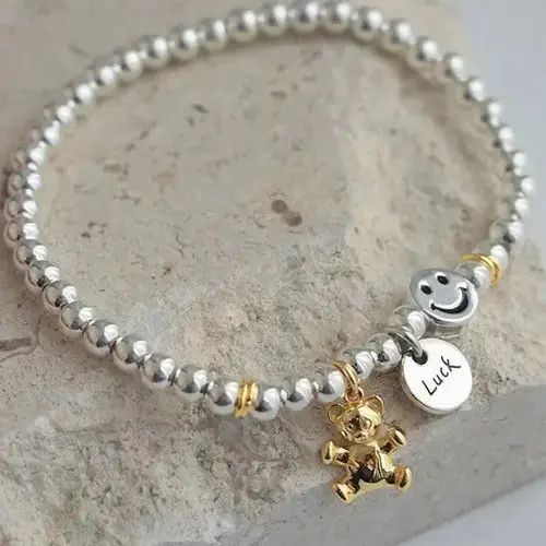 Other Elastic Silver Color Lucky Bear Pendant Bracelet Size ONE SIZE - 4 Thumbnail