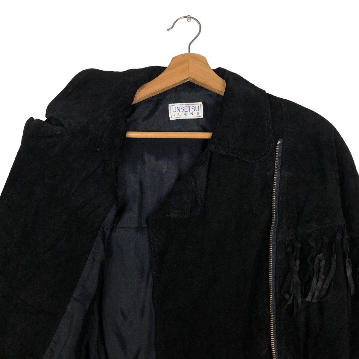 Genuine Leather 🔥Rich Black Biker Jacket Asymmetric Zipper Unsetsu Kapital Size US M / EU 48-50 / 2 - 12 Thumbnail