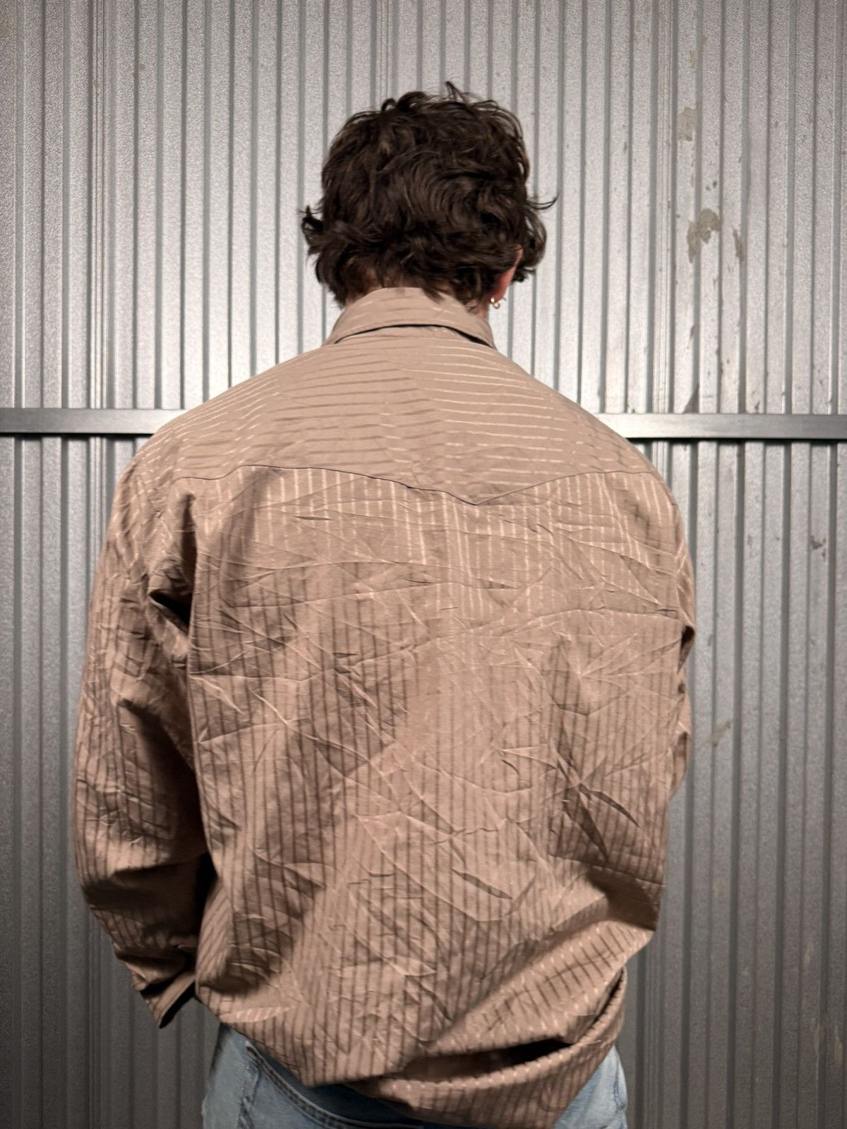Wrangler Vintage Wrangler Pearl Snap Pinstripe Beige Western Shirt Size US L / EU 52-54 / 3 - 4 Thumbnail