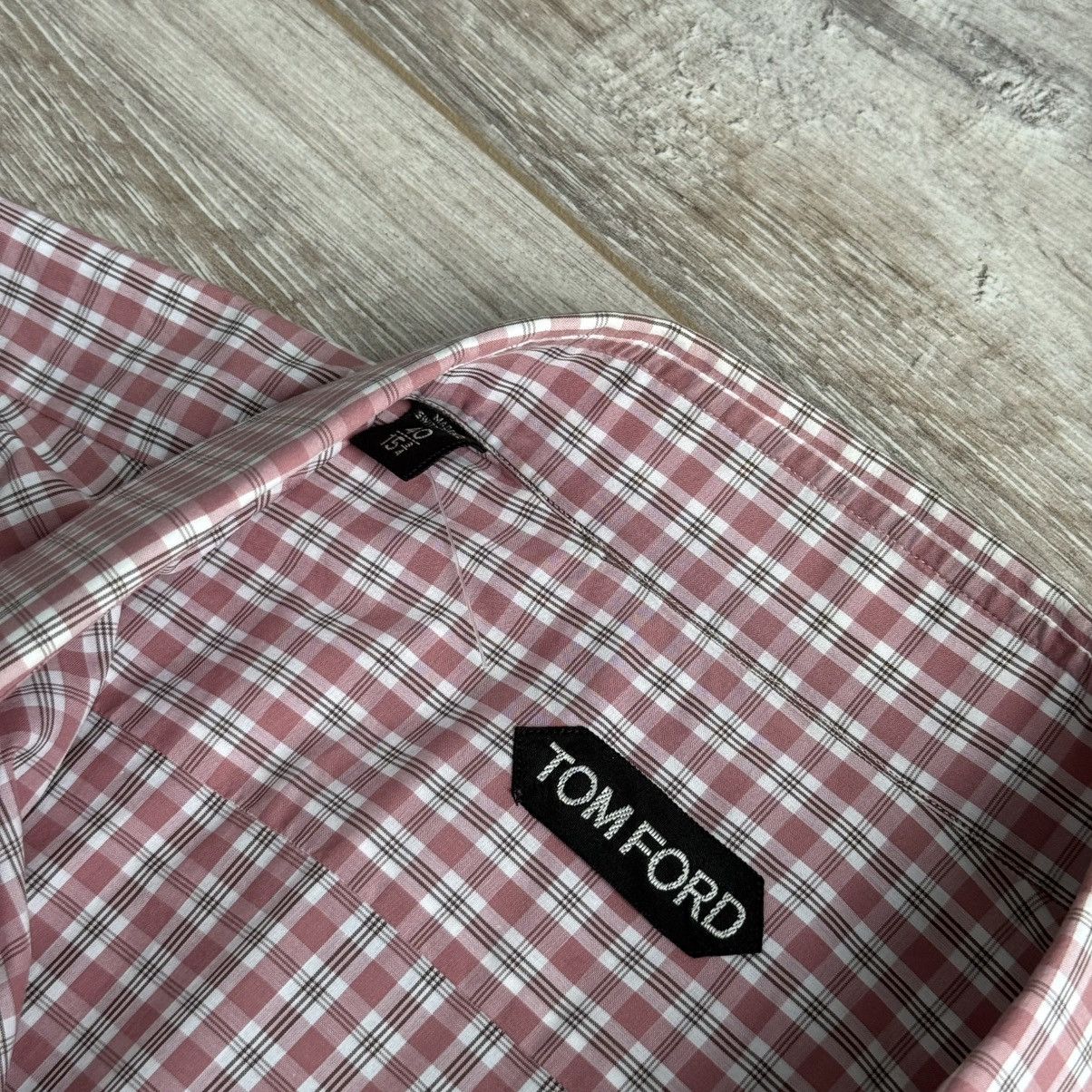 Tom Ford Tom Ford Pink White Check Cotton Dress Shirt French Cuff Size US M / EU 48-50 / 2 - 9 Thumbnail
