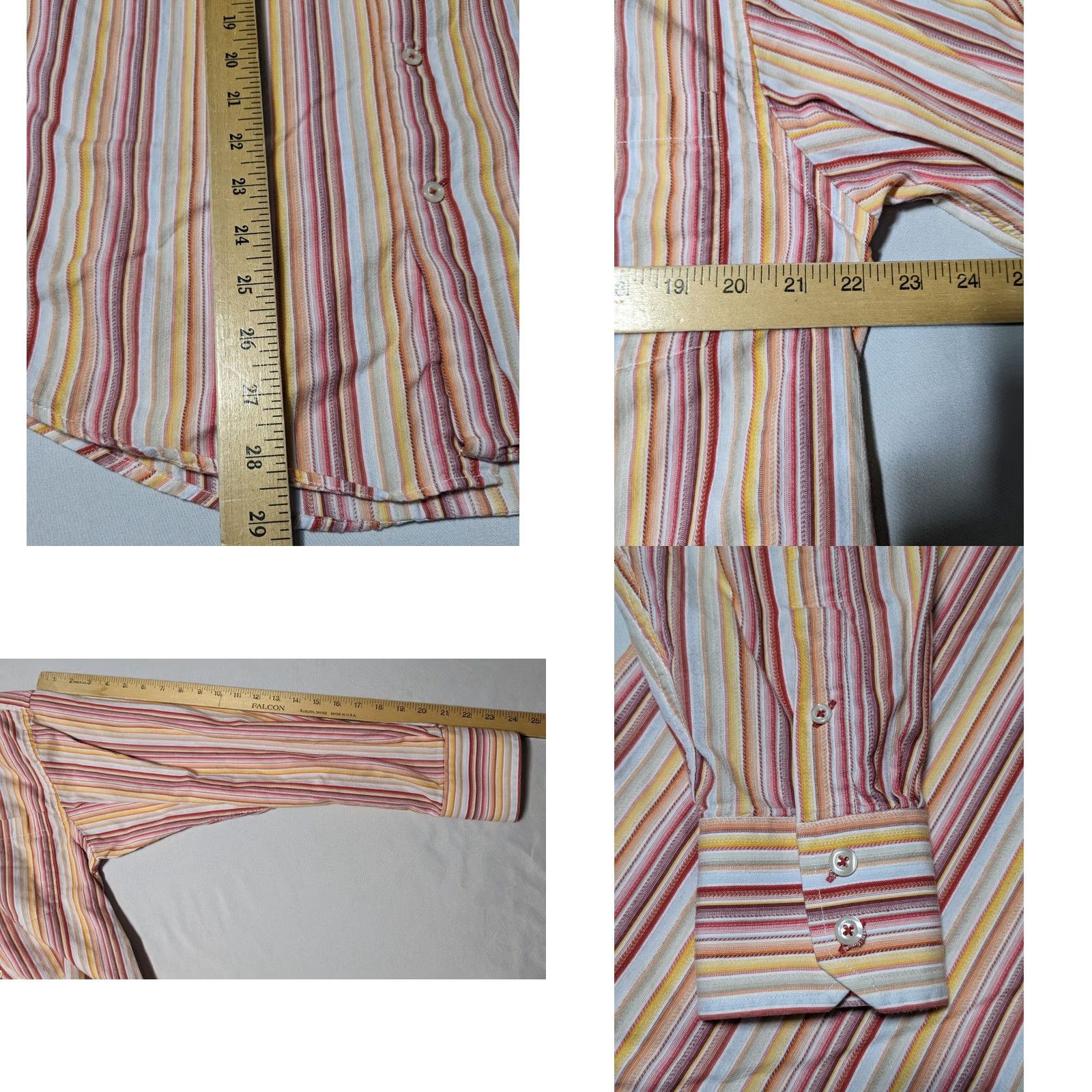 Vintage LINEA DOME CHEMISE Men Large 16 1/2 Red Orange Striped 100% Cotton Button-Up Shirt Size US L / EU 52-54 / 3 - 8 Thumbnail