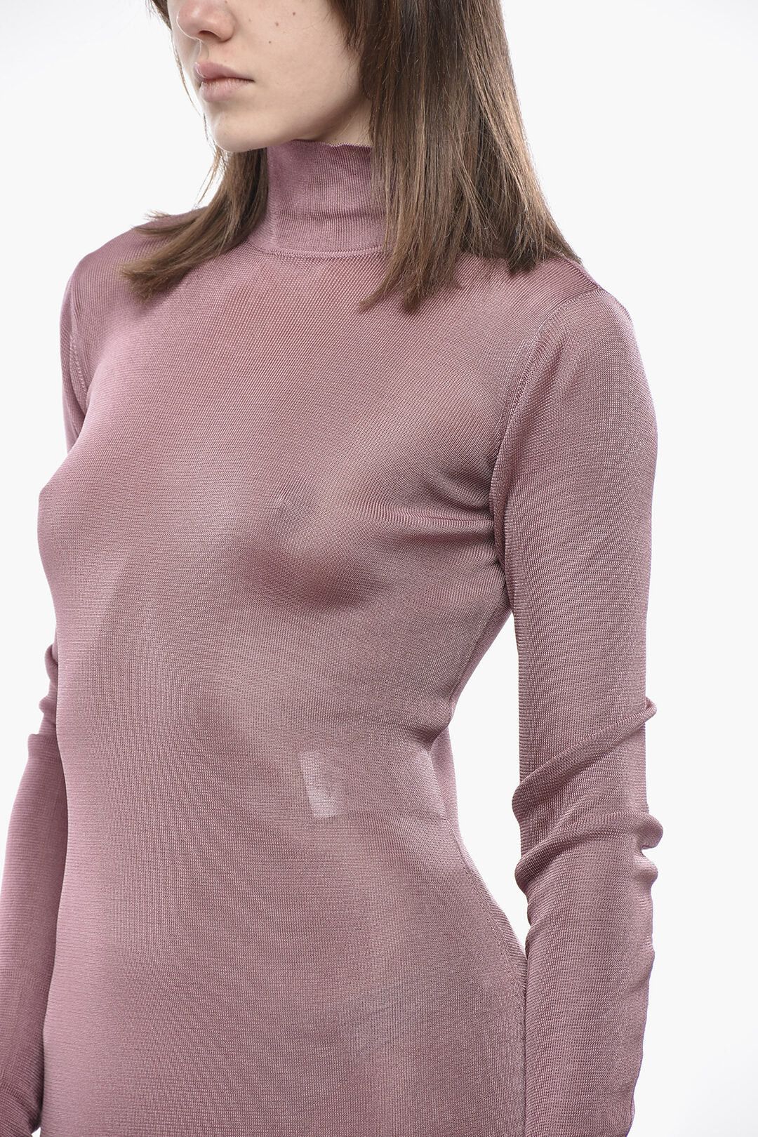 Saint Laurent Paris og1mm0326 Knit Turtleneck Dress in Pink Size M / US 6-8 / IT 42-44 - 3 Thumbnail