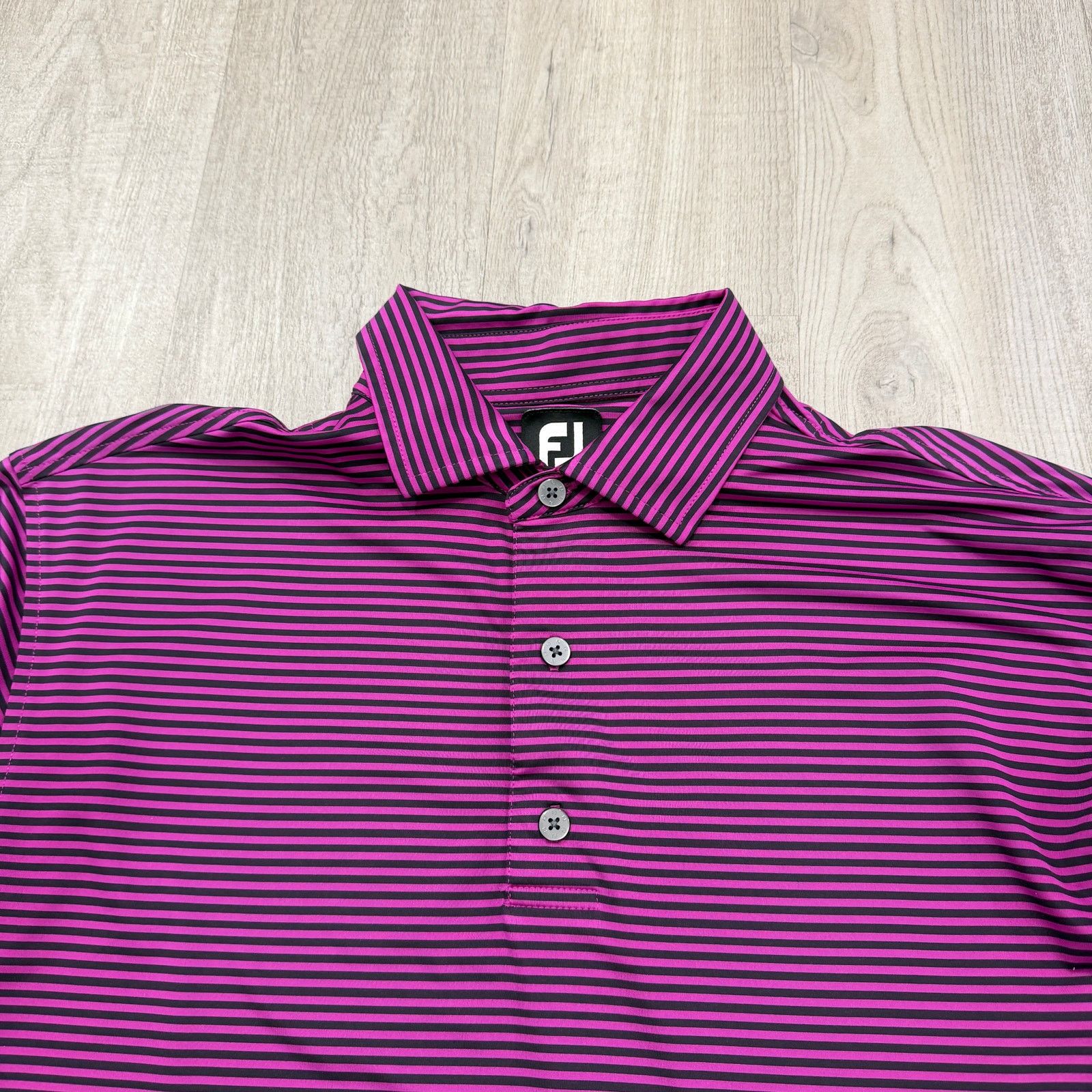 Footjoy Footjoy Polo Shirt Men's Large Pink Black Striped Athletic Size US L / EU 52-54 / 3 - 3 Thumbnail