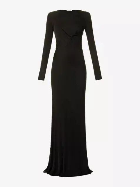 Saint Laurent Paris o1s1wg110924 Long Draped Dress in Crepe Jersey in Black Size XS / US 0-2 / IT 36-38 - 1 Thumbnail