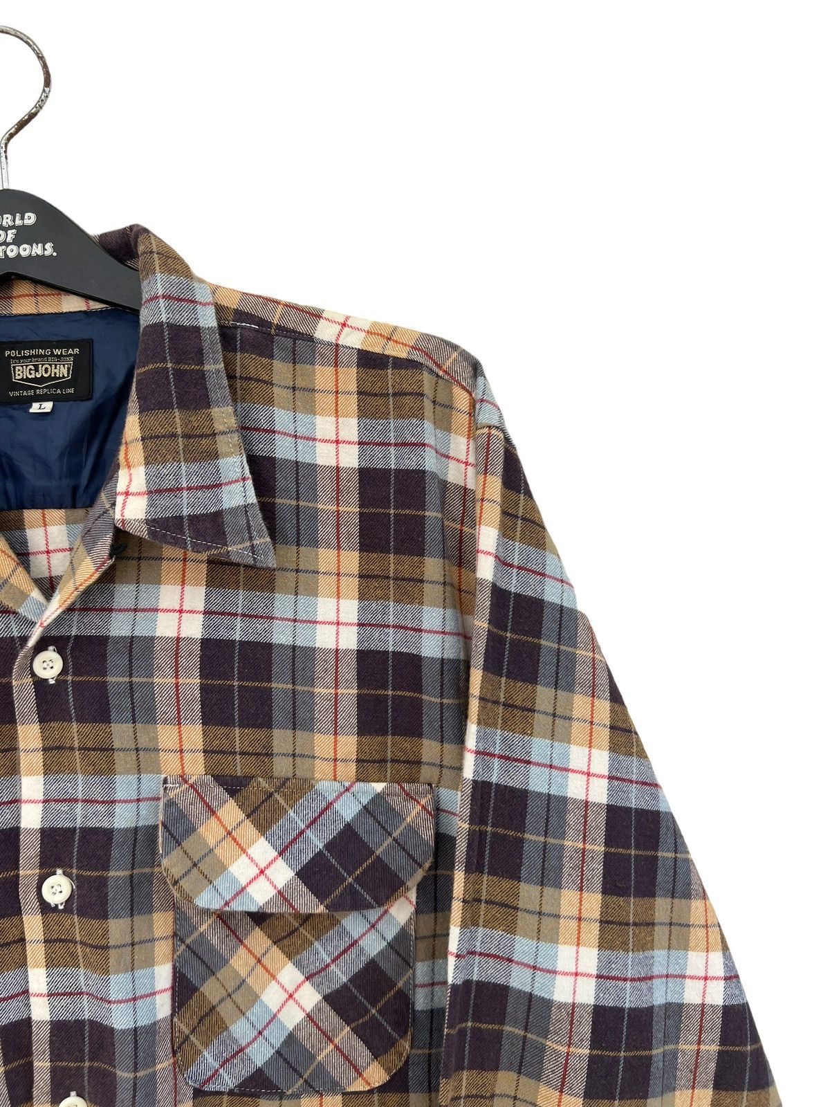 Big John Vintage 90s Big John Japan Double Flap Pocket Plaid Flannel Size US L / EU 52-54 / 3 - 14 Thumbnail