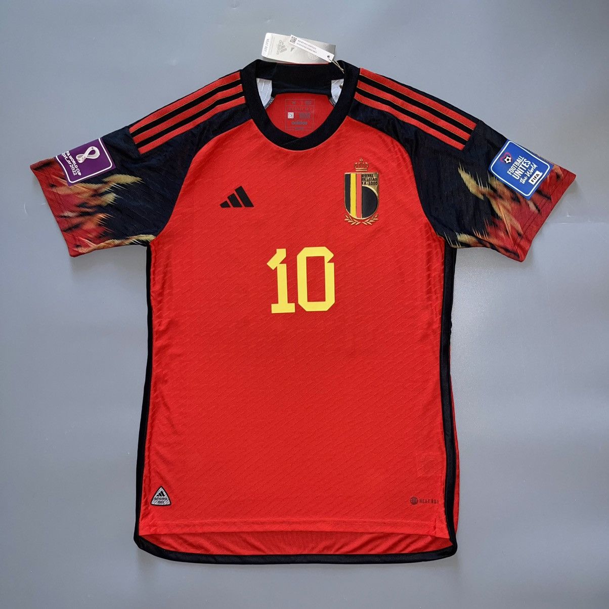 Nike × Vintage NWT BELGIUM ADIDAS 2022 WC FOOTBALL HOME JERSEY #10 HAZARD Size US M / EU 48-50 / 2 - 2 Thumbnail