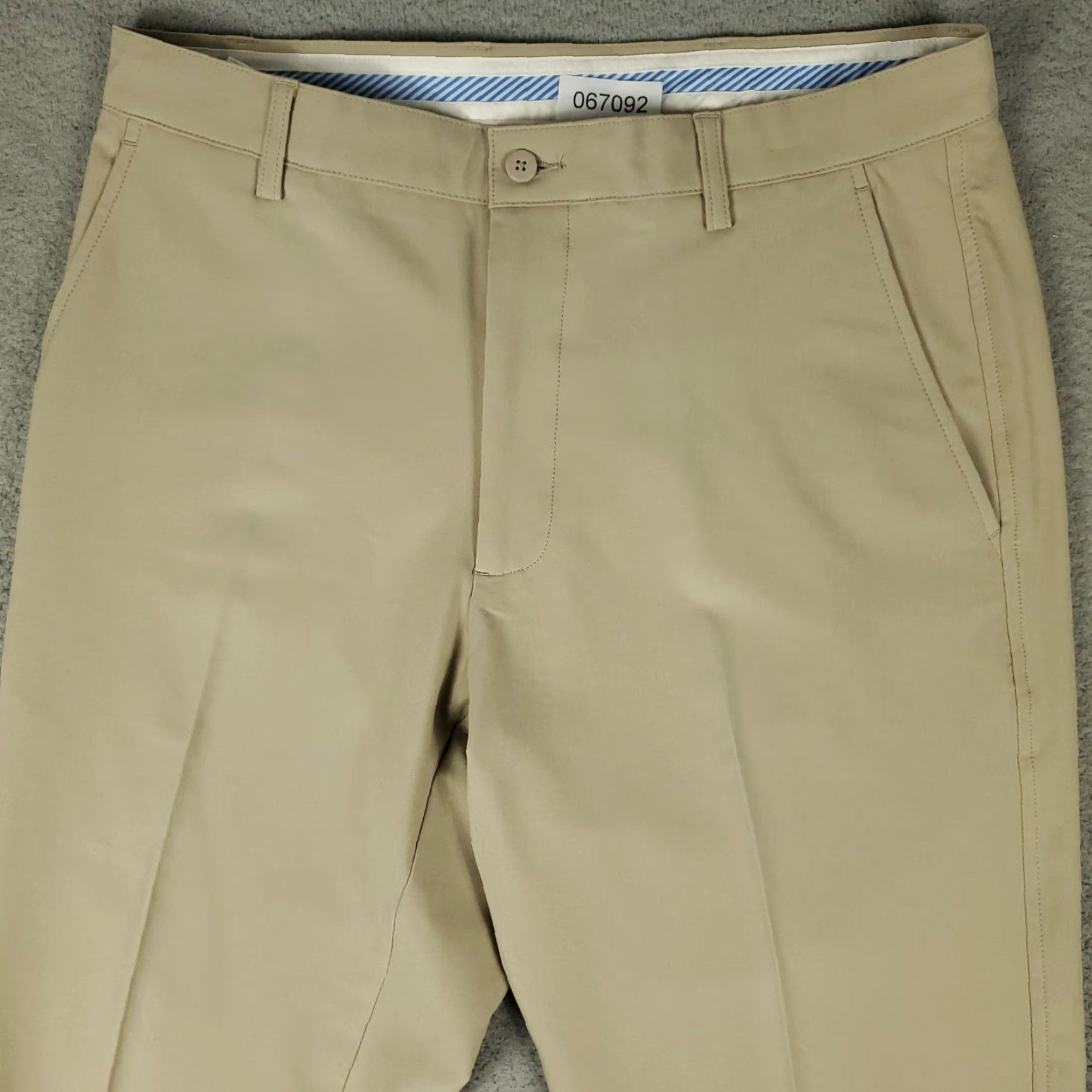 Footjoy FJ FootJoy Pants Mens 33x30 Beige Stretch Flat Front Chino Trousers - Regular Straight Pocket Men Size US 33 - 2 Thumbnail