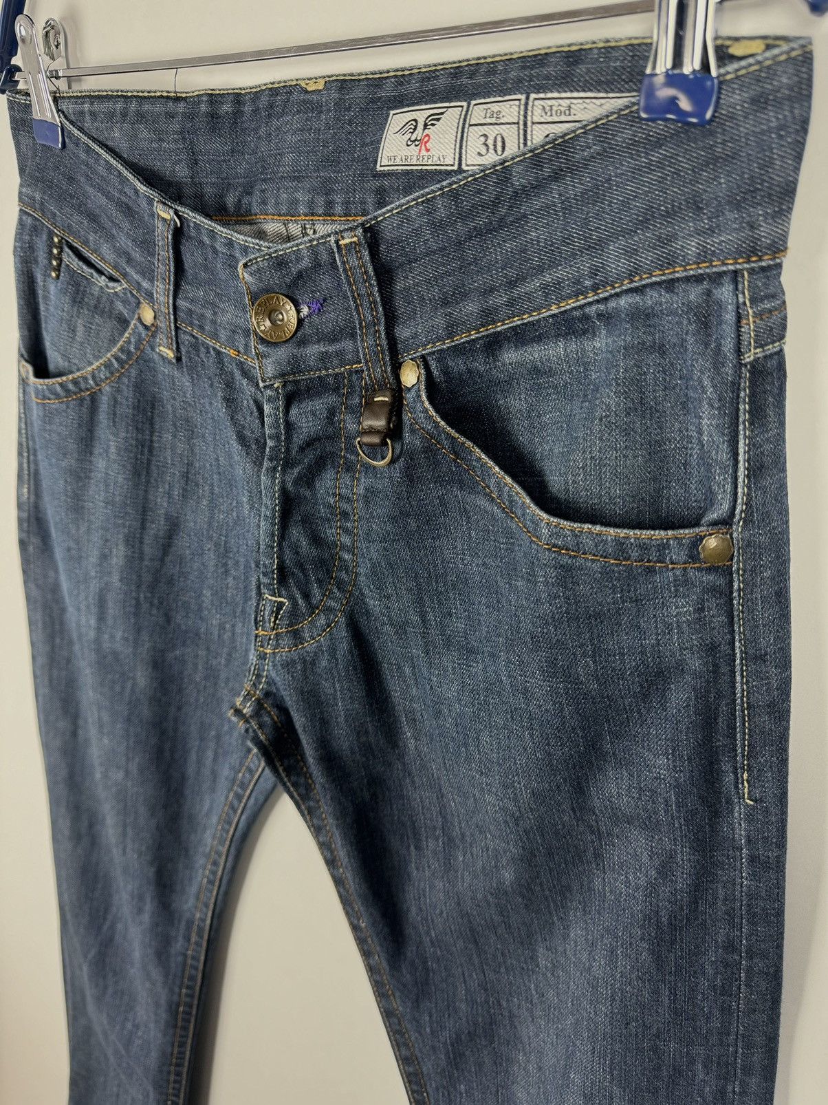 Designer Replay Guccio Low Waist Slim Stretch Waxed Denim Jeans Size US 30 / EU 46 - 4 Thumbnail