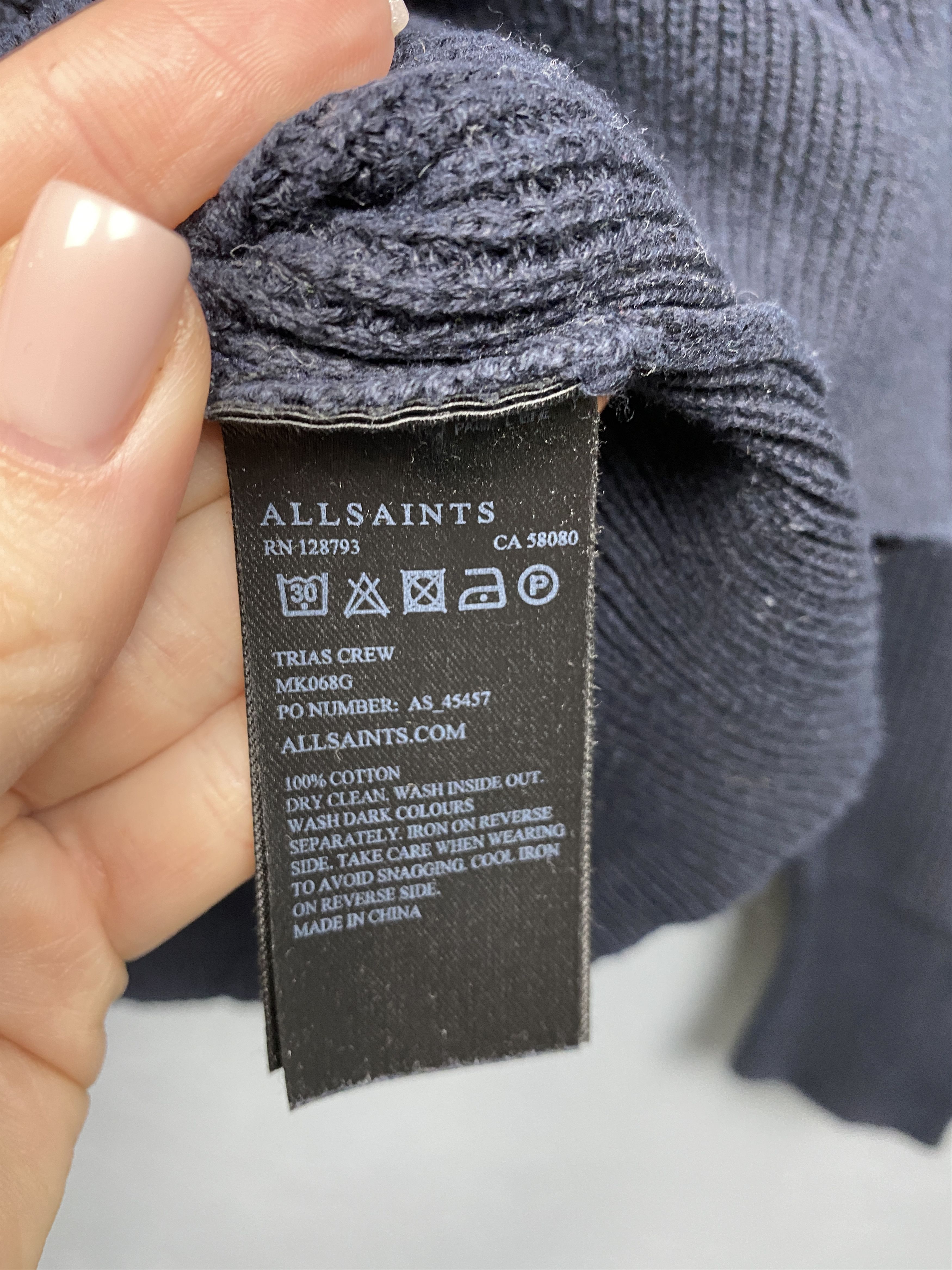 Allsaints Allsaints Mens Trias Crew Neck Cotton Knit Sweater Size US M / EU 48-50 / 2 - 5 Thumbnail