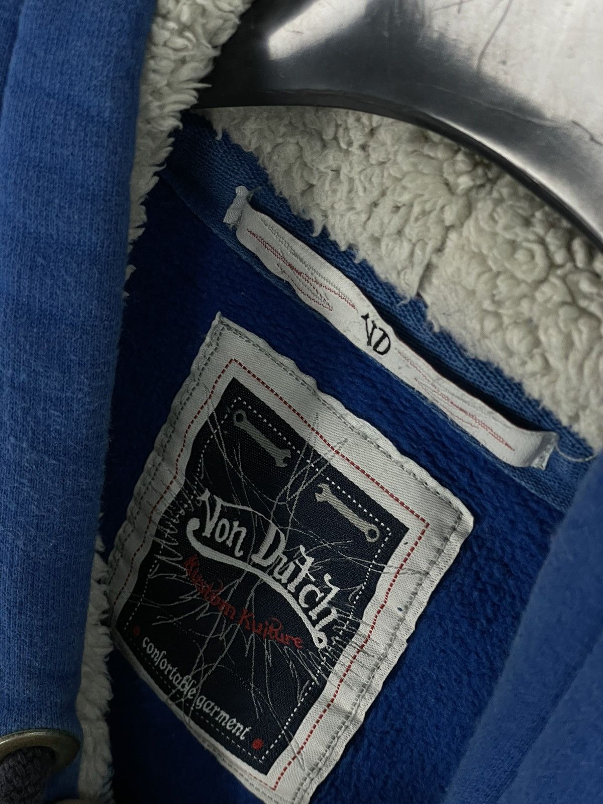 Vintage × Von Dutch Vintage Von Dutch Spellout Fur Hoodie USA Y2K Size US M / EU 48-50 / 2 - 8 Thumbnail