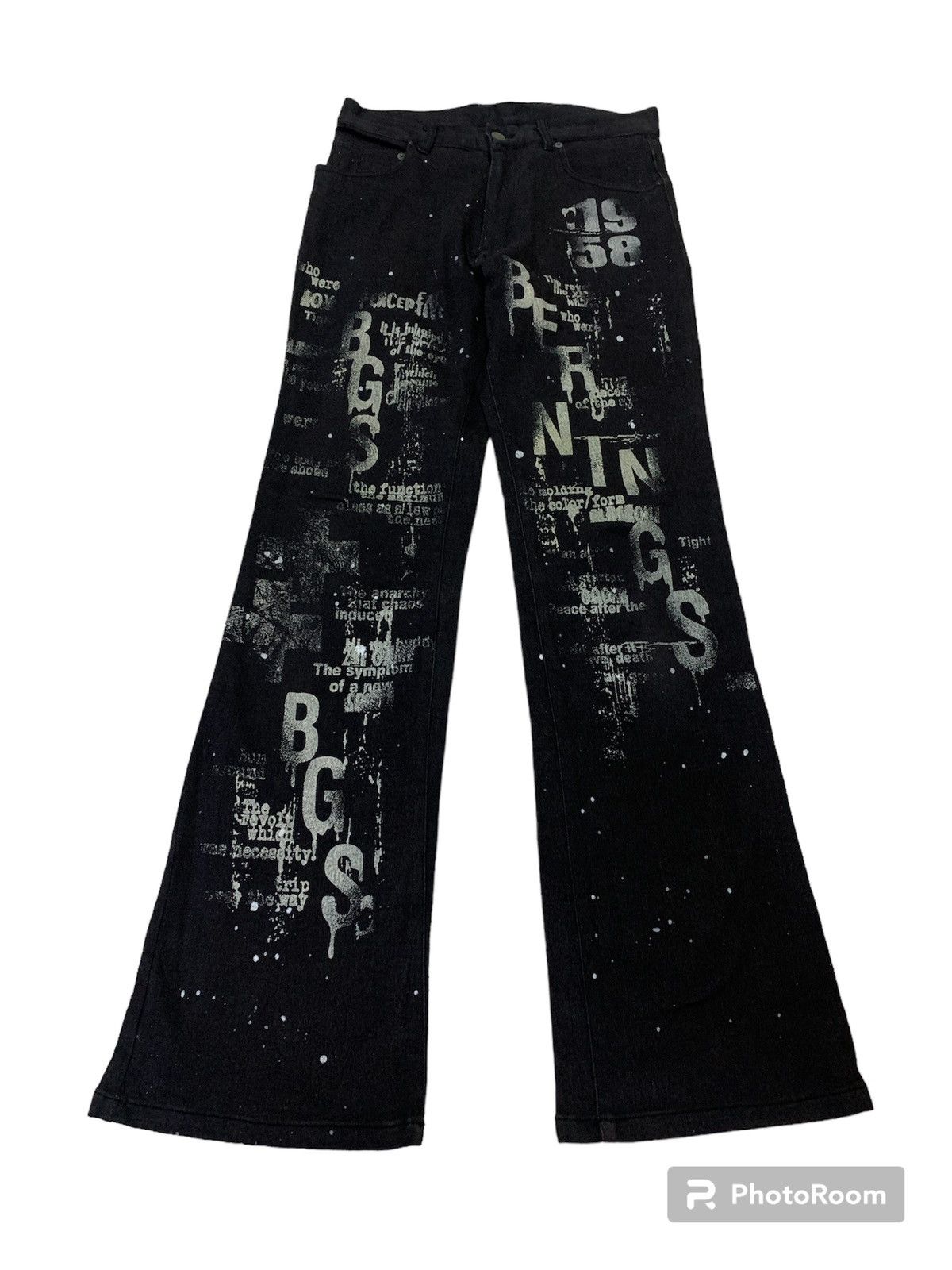 image of Archival Clothing x Hysteric Glamour Vintage Japanese Flare Bernings Sho Art Pant in Black (Size 28