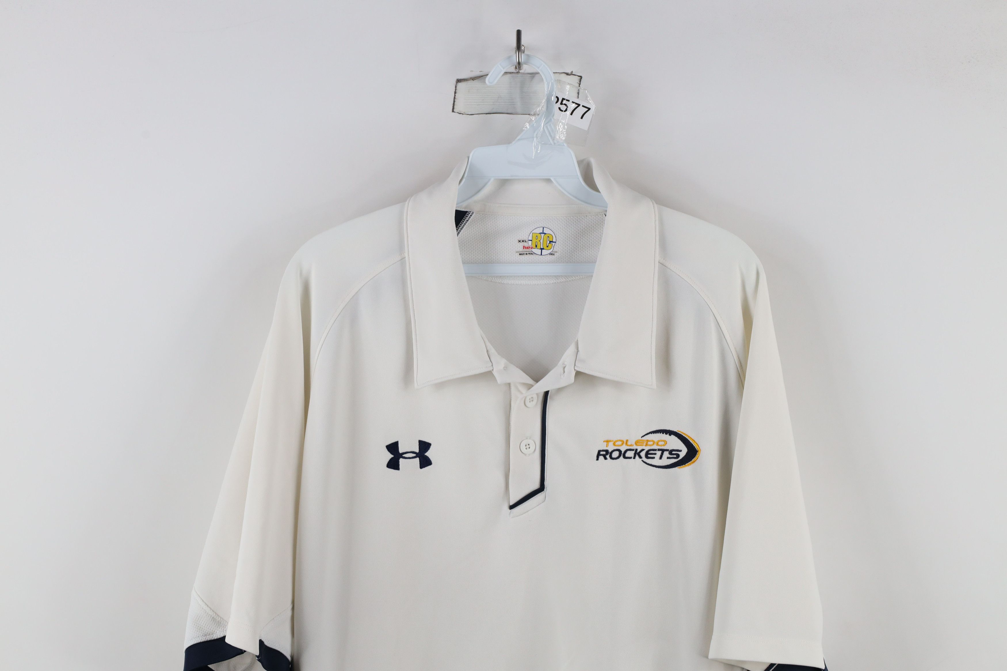Under Armour × Vintage Under Armour University of Toledo Football Polo Shirt White Size US XXL / EU 58 / 5 - 2 Thumbnail
