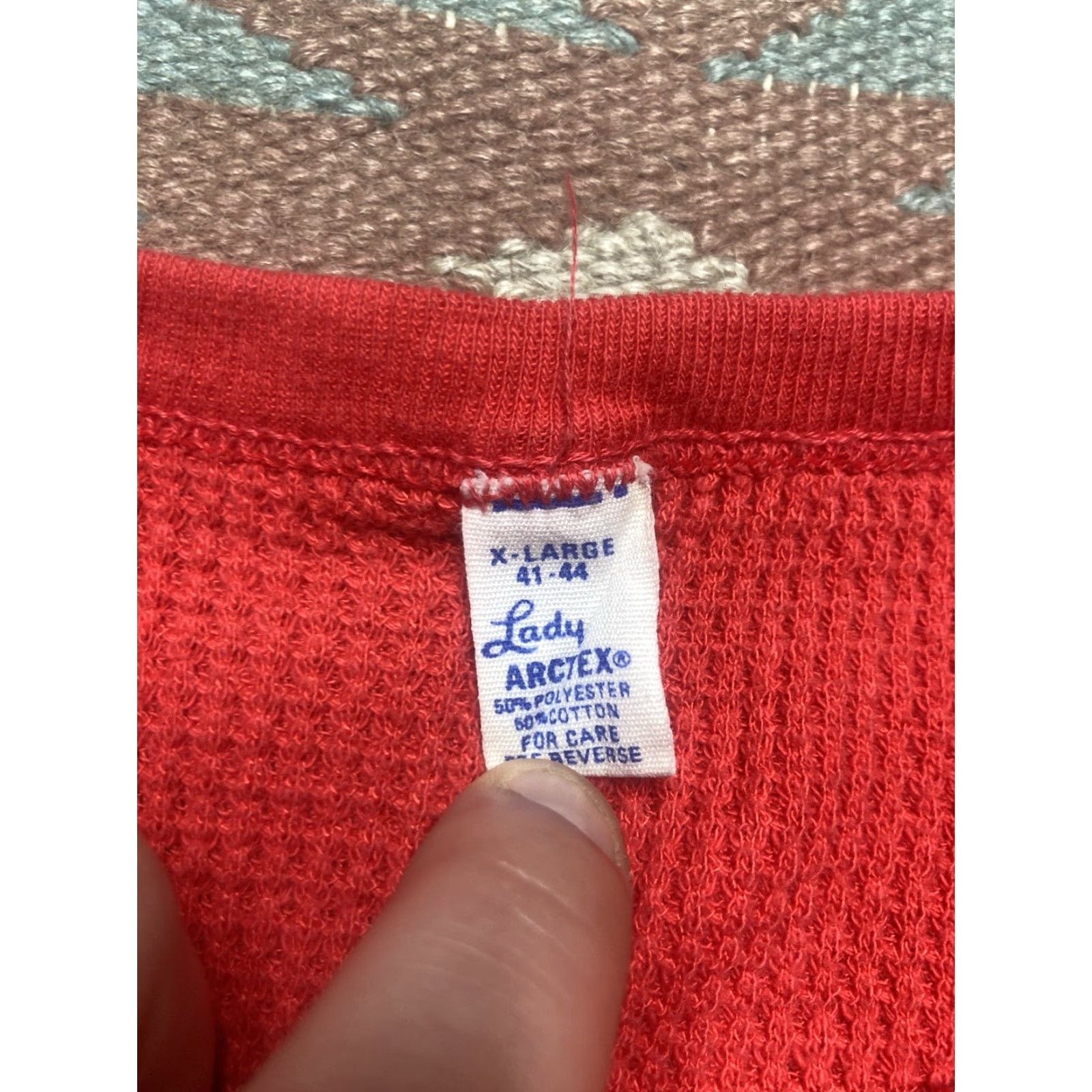Layer 8 VINTAGE 70s waffle knit thermal shirt crimson red base layer soft worn womens XL Size XL / US 12-14 / IT 48-50 - 4 Thumbnail