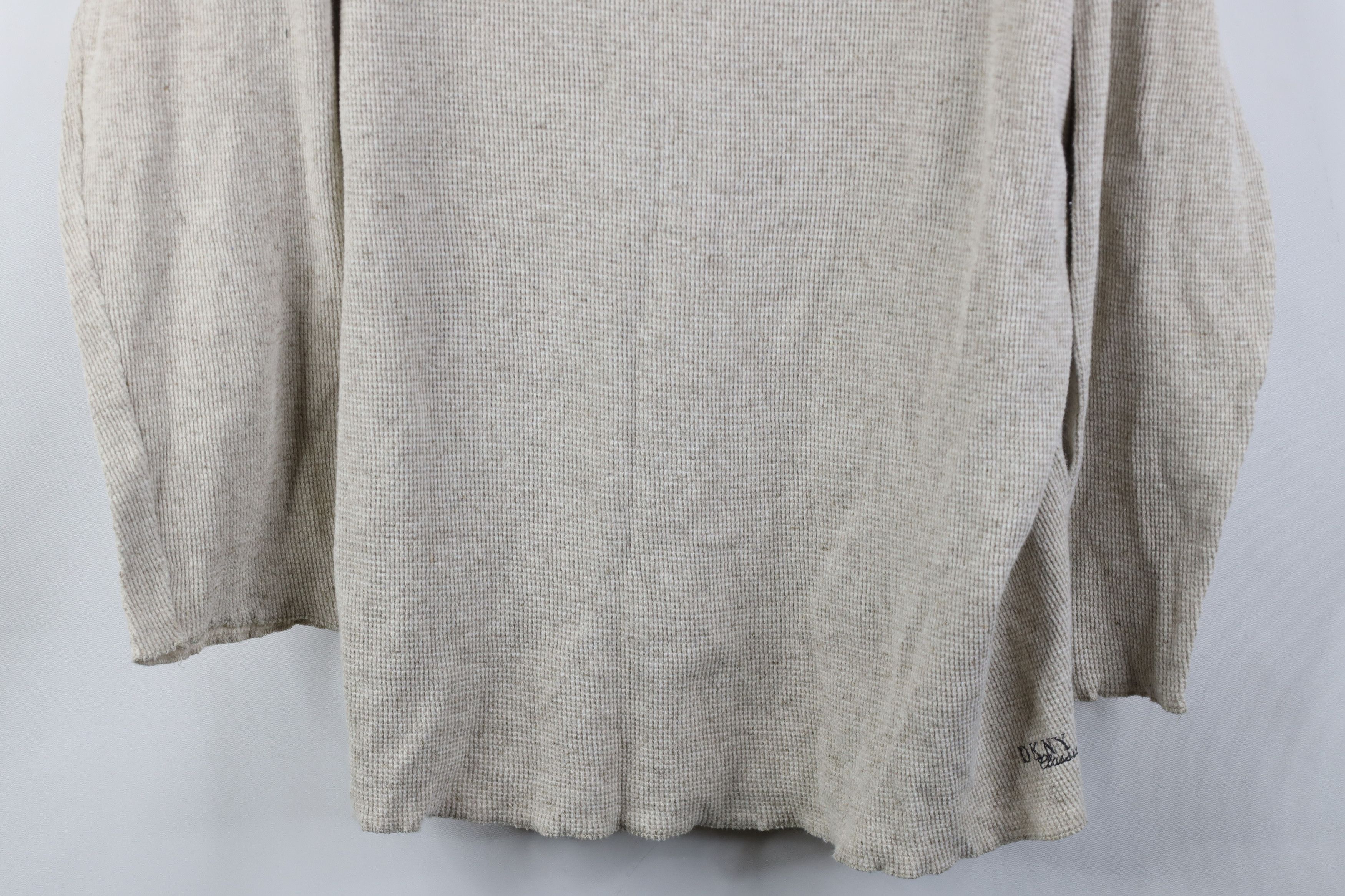 Vintage Vintage 90s DKNY Thermal Waffle Knit Long Sleeve T-Shirt Size L / US 10 / IT 46 - 3 Thumbnail